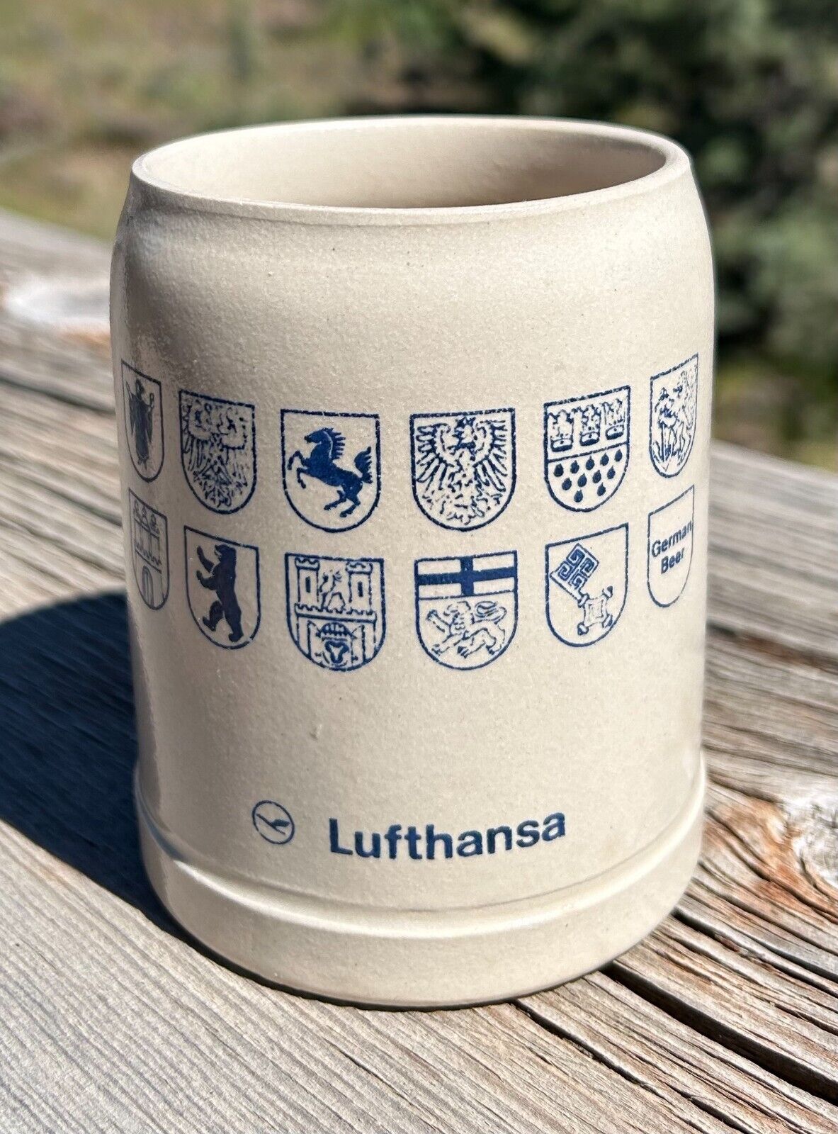 LUFTHANSA Airlines 0.3L Pottery Beer Stein Coffee Mug Vintage Germany