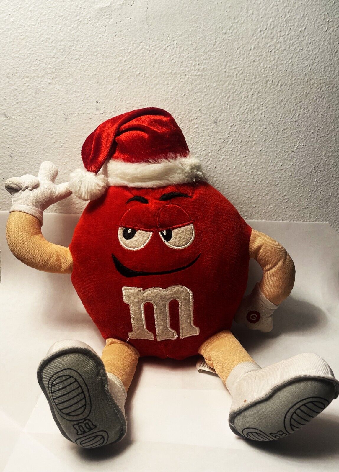 Red M&Ms Santa Hat Animated Christmas Plush Vibrates Sings Jingle Bell Rock