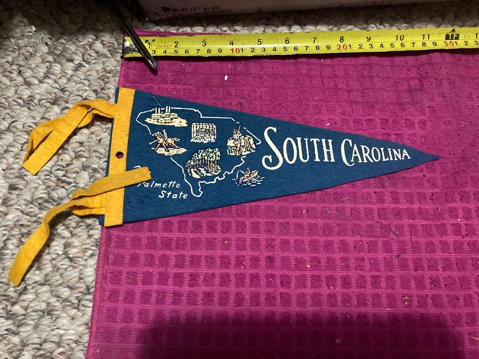 Vintage South Carolina The Palmetto State SOUVENIR Pennant FLAG Banner SHIP FAST