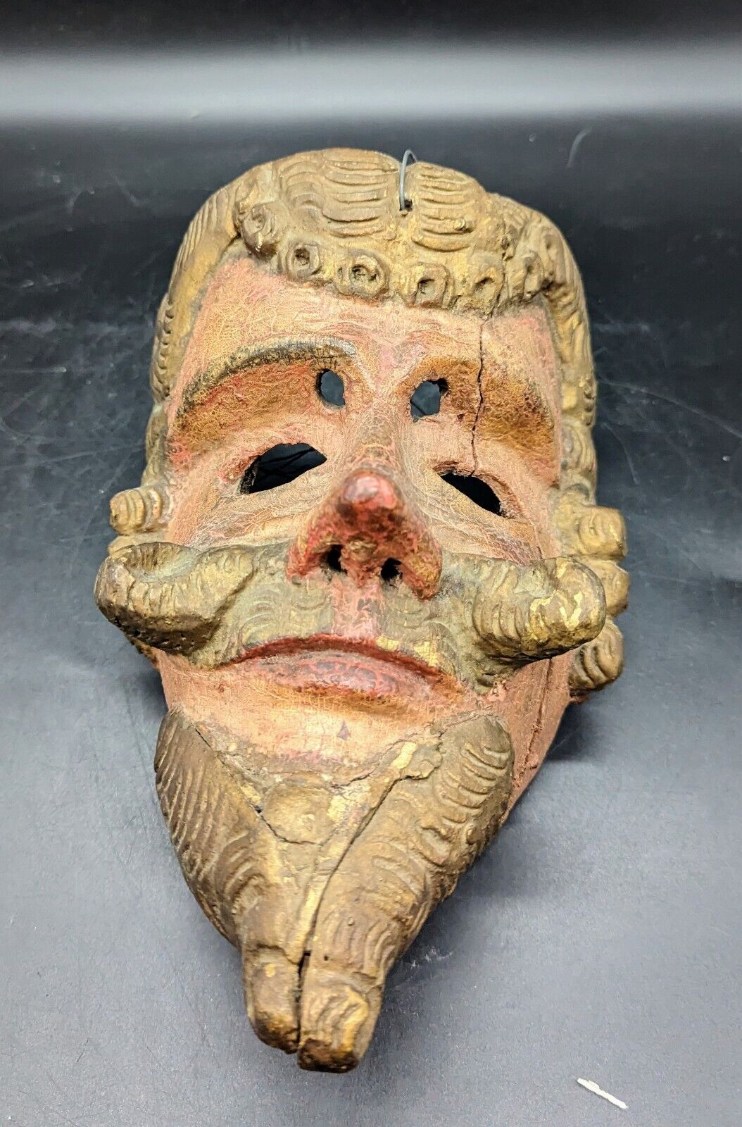 Vintage Guatemalan Festival Mask Wood Wooden Carved Folk Art Handmade 