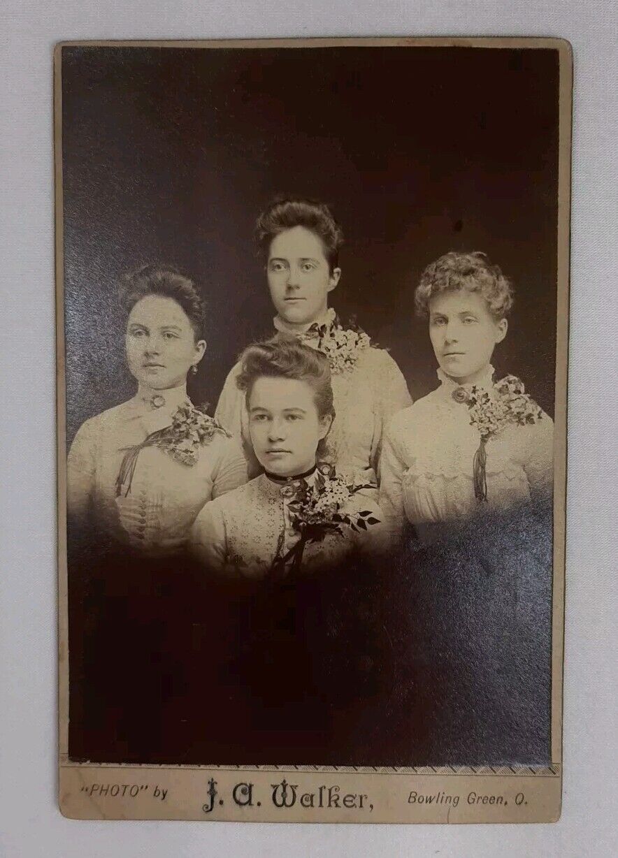 Victorian Era 4 Women 1800s Cabinet Card Studio Photo BOWLING GREEN, OHIO