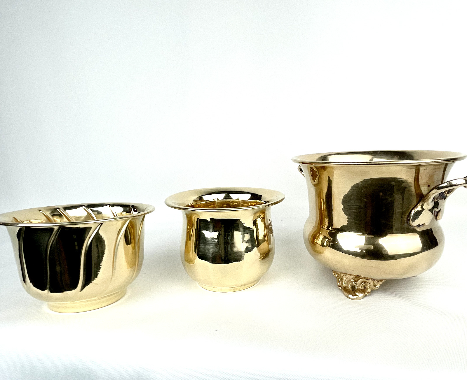 Lot of 3 Vintage Brass Planter, Cups, Bowls, Decorative containers Made in India