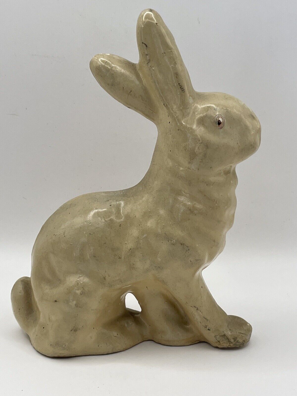 Original Vintage Paper Mache Easter Bunny Candy Container Beige Rabbit