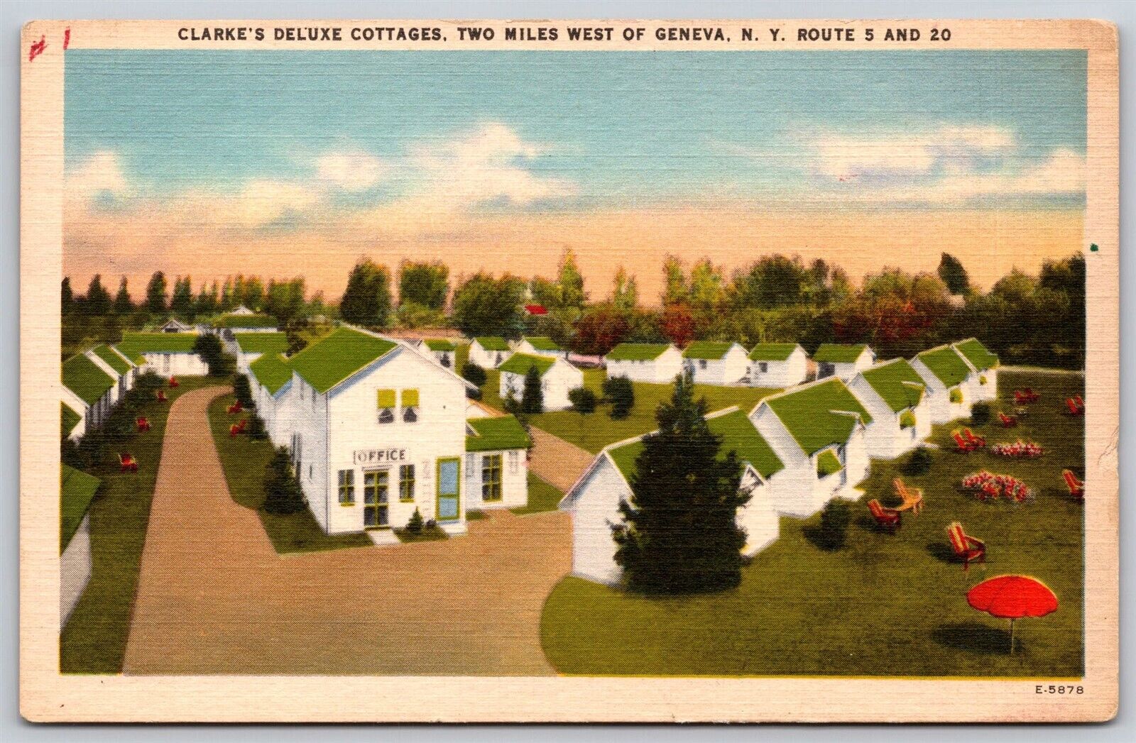 Postcard Clarke\'s Deluxe Cottages, Geneva NY linen C24