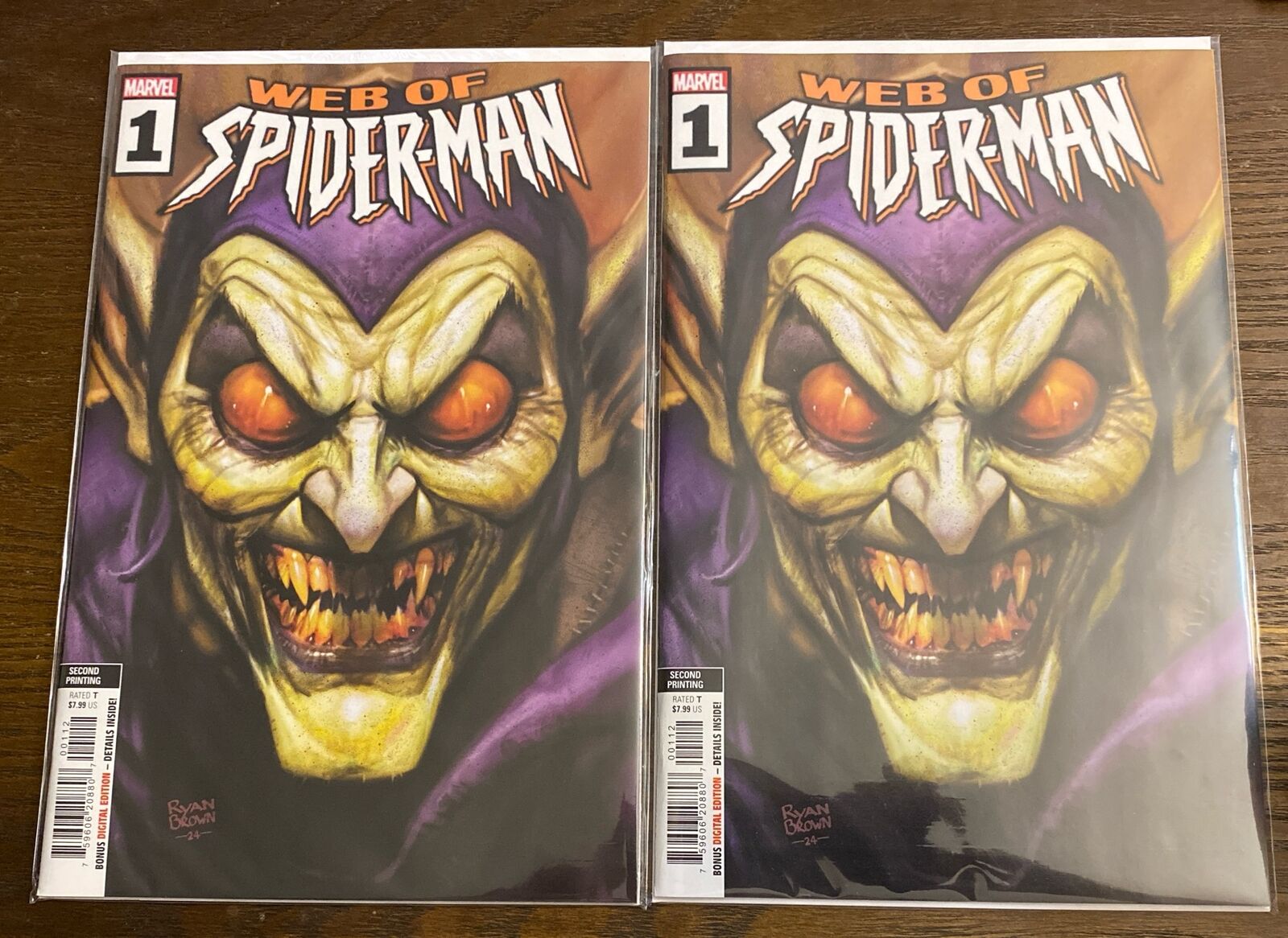 WEB OF SPIDER-MAN #1 RYAN BROWN 2ND PRINT VARIANT (2024) Higher Grade Lot of 2