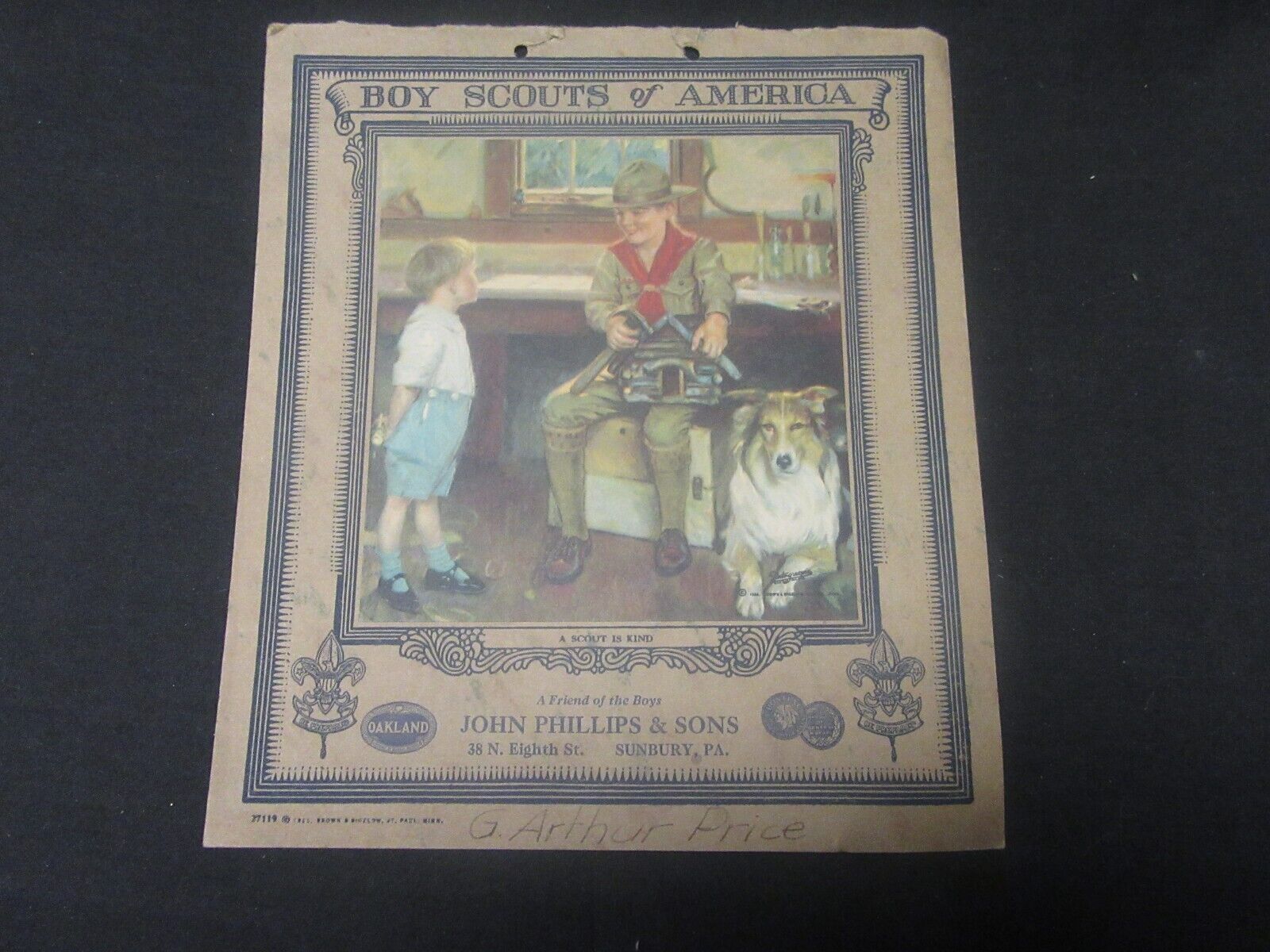 A Scout is Kind, 1936 Boy Scout Calendar Print,      mb