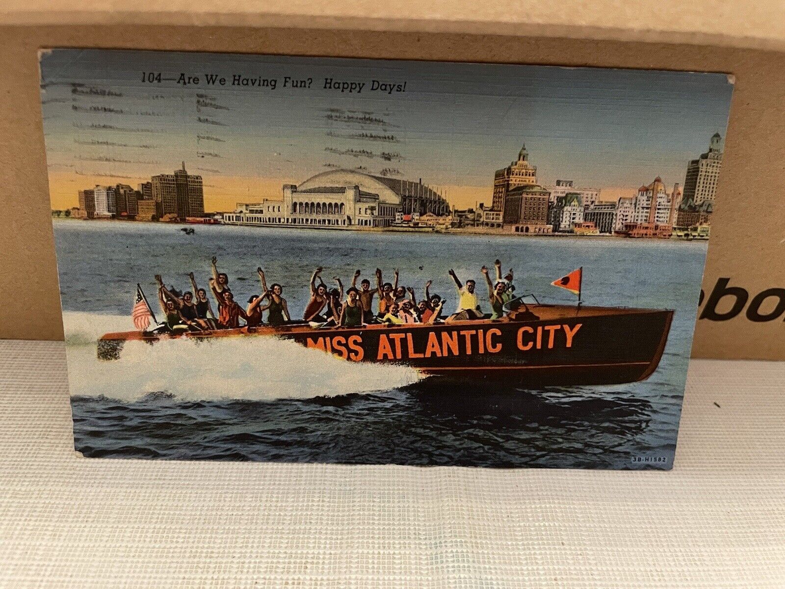 Vtg Postcard Linen Miss Atlantic City Are We Having Fun? 1945