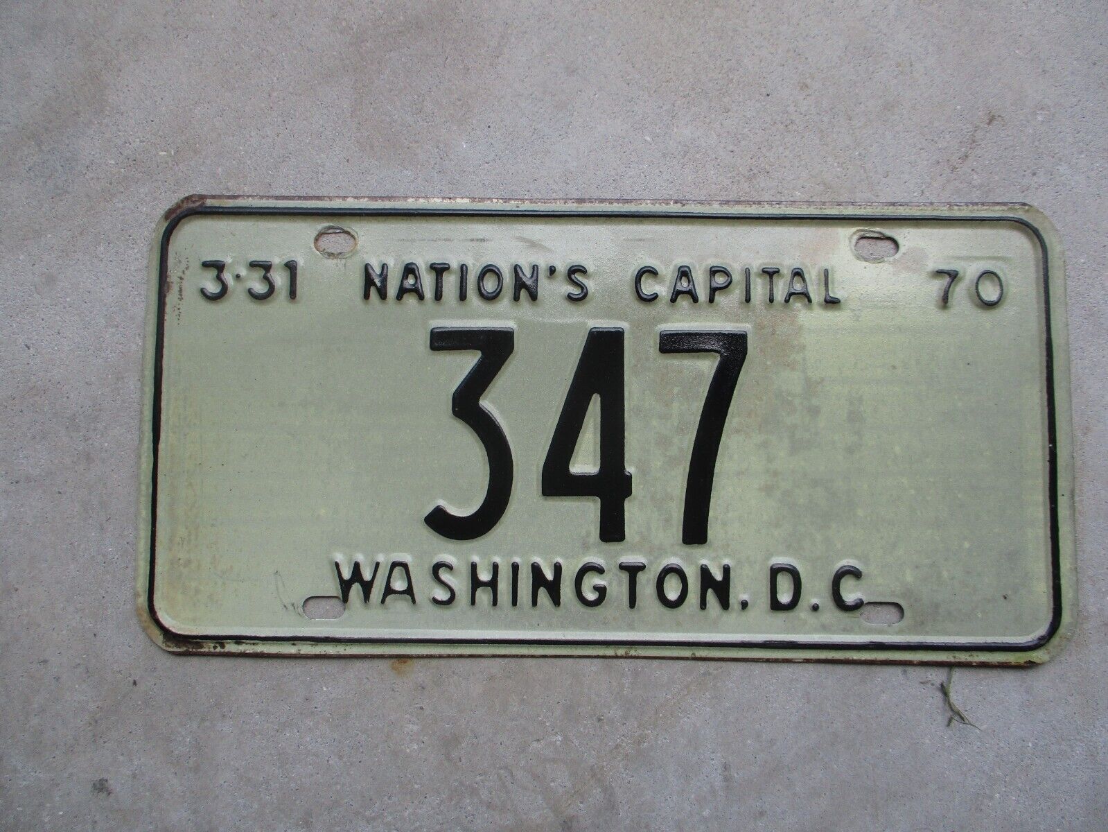 Washington D.C. 1970  license plate #    347
