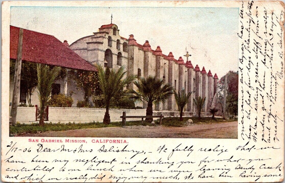 California San Garbiel Mission 1908 Antique Postcard