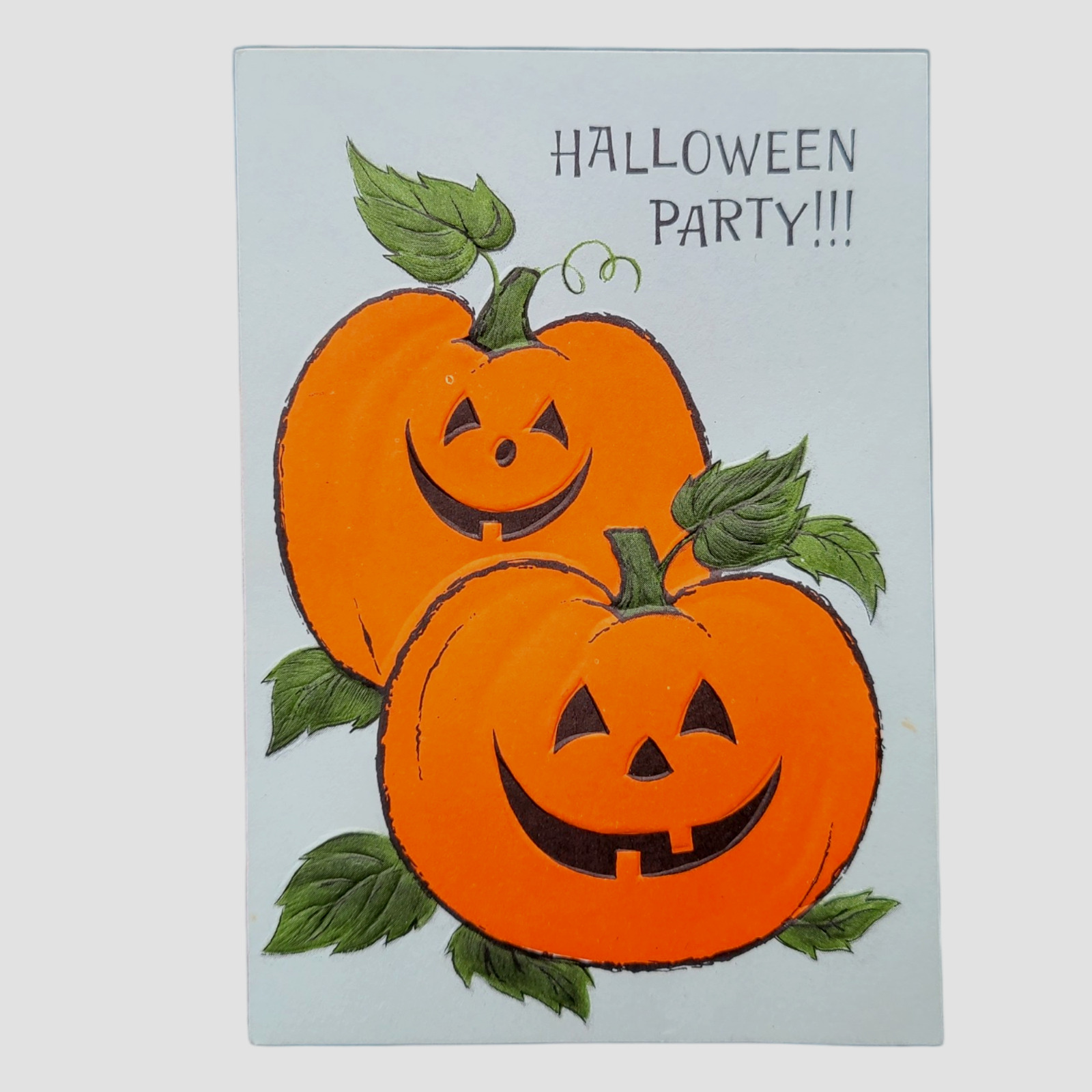 Vintage 1960s Halloween Party Invitation Pumpkin Jack o Lantern 1970s