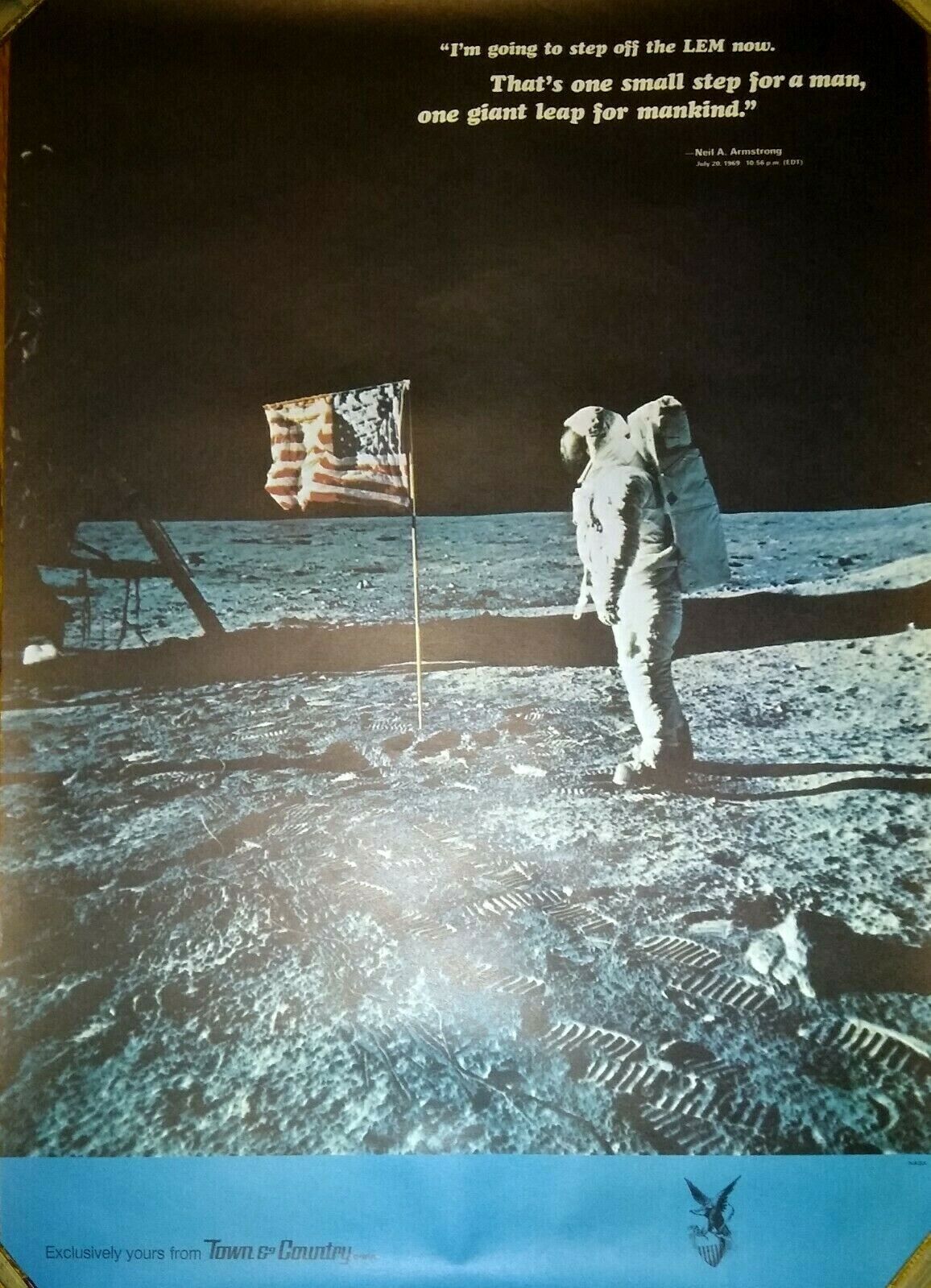 Original 1969 NASA MOON LANDING POSTER - Neil Armstrong 