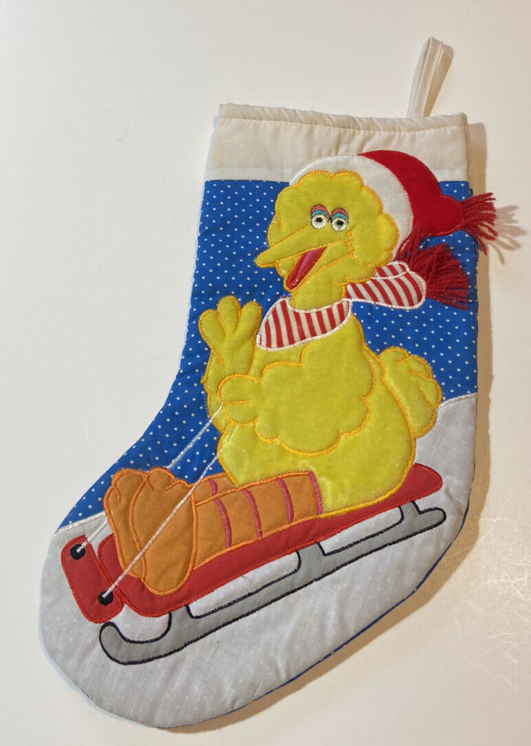 Vintage Big Bird Sesame Street Christmas Stocking Sled Applause 1988
