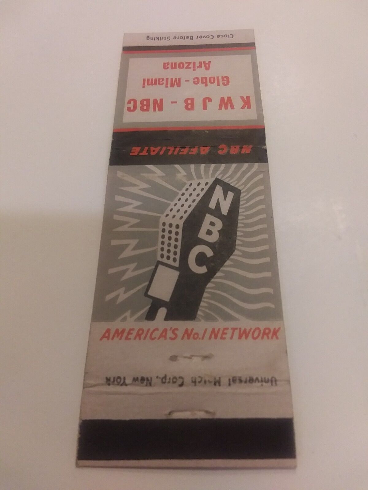 Vintage NBC America\'s No. 1 Network KWJB-NBC Globe-Miami Arizona Matchbook