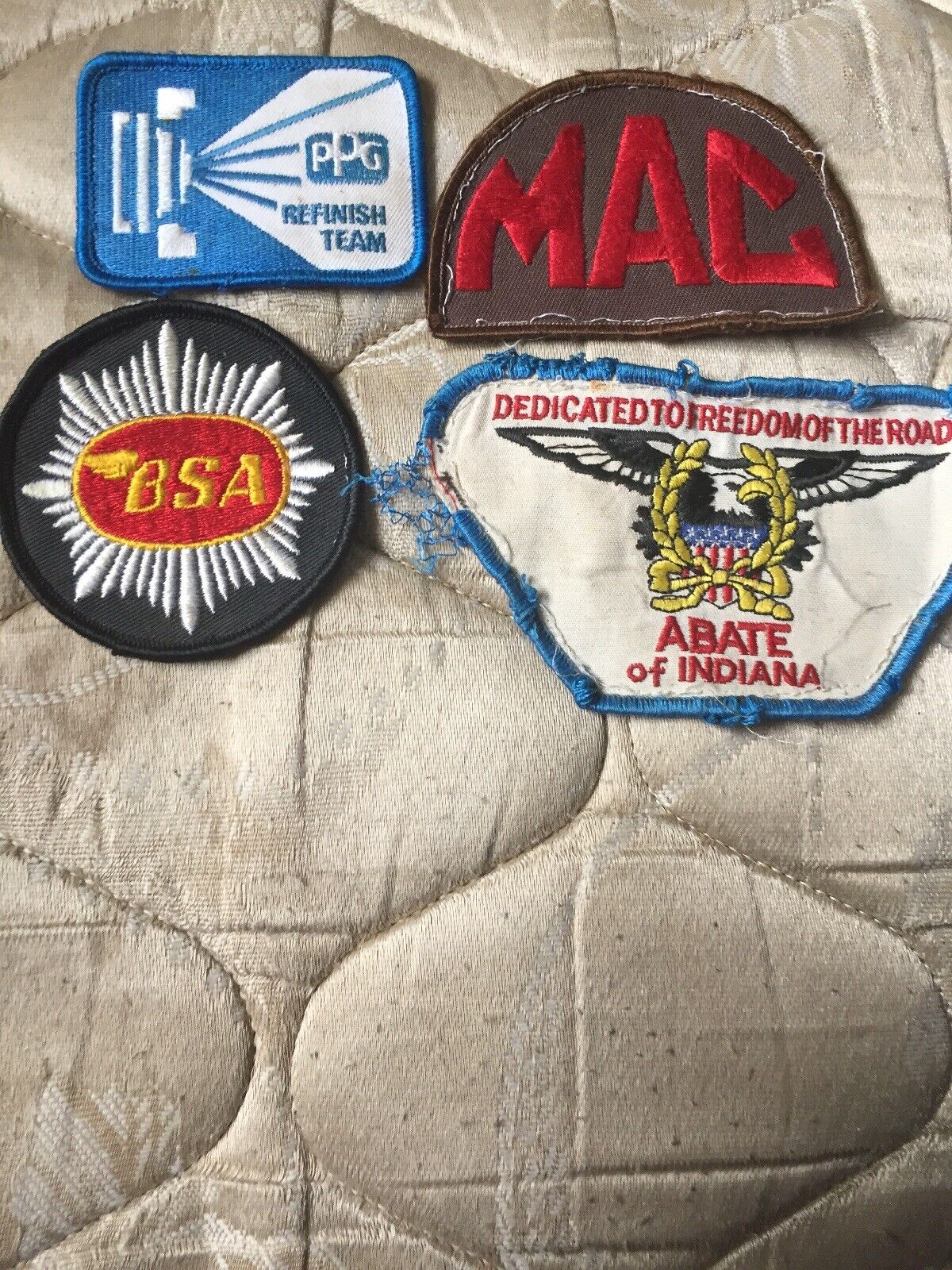 Lot of 4 MOTORCYCLE PATCHES for Vests-BSA ABATE INDIANA