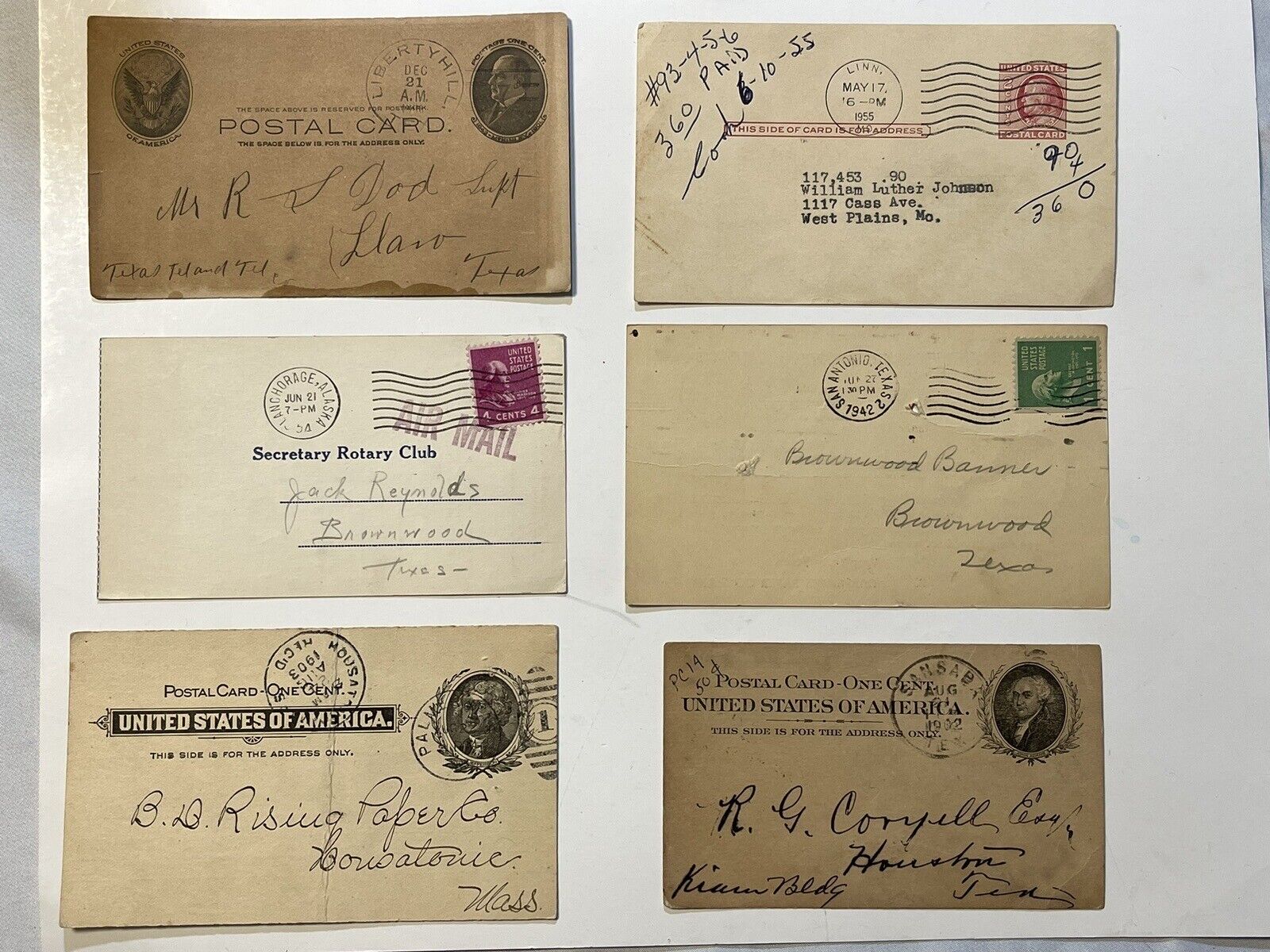 16 Vintage Business Postcards 1903 To 1955 In Good Condition