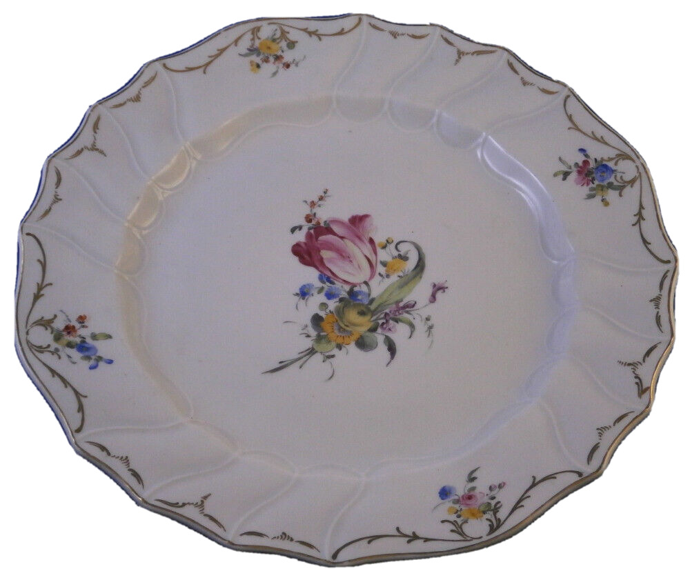 Antique 18thC Den Haag Porcelain Floral Plate Porzellan Teller The Hague Dutch A