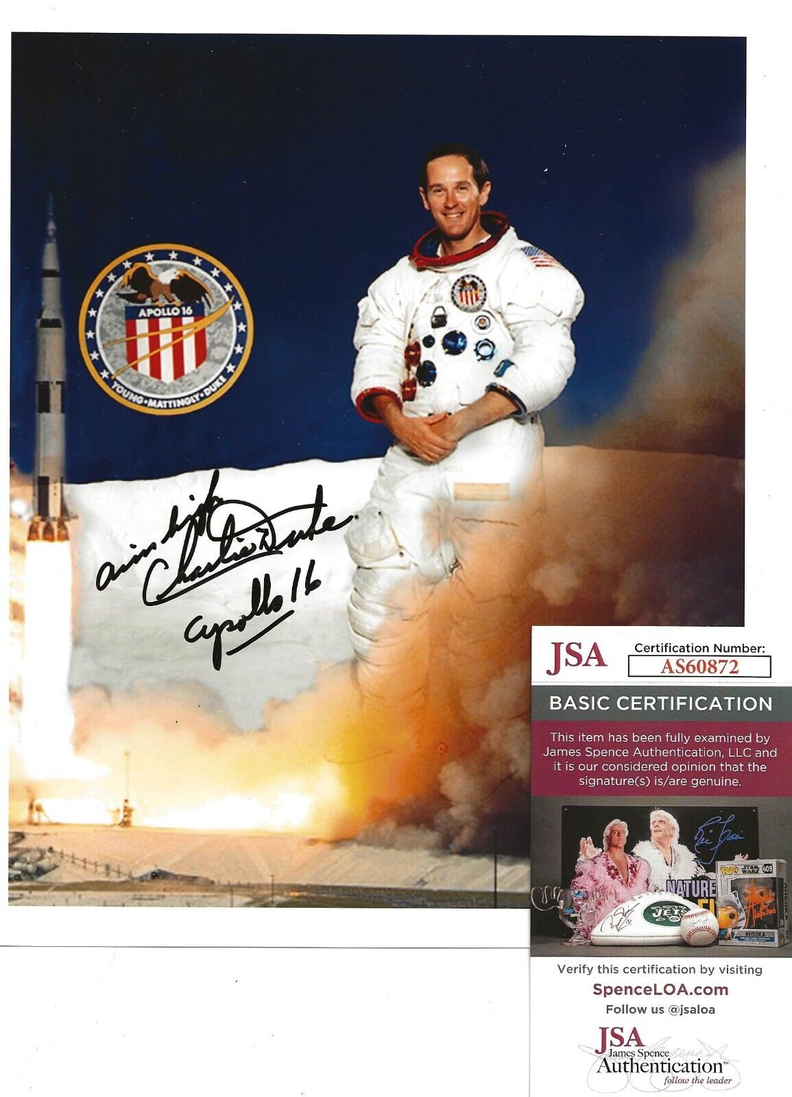 CHARLIE DUKE signed autographed official NASA photo JSA Apollo 