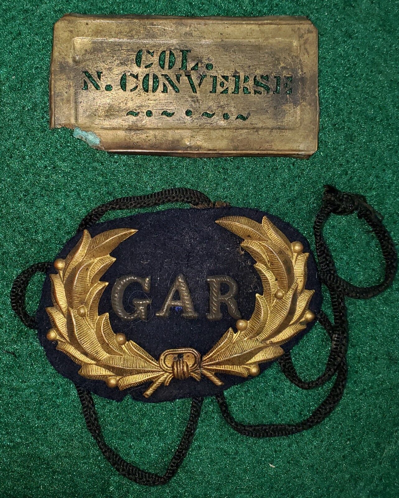 Civil War Stencil & GAR Badge - Col. Nelson Converse, 6th N.H. Vols.