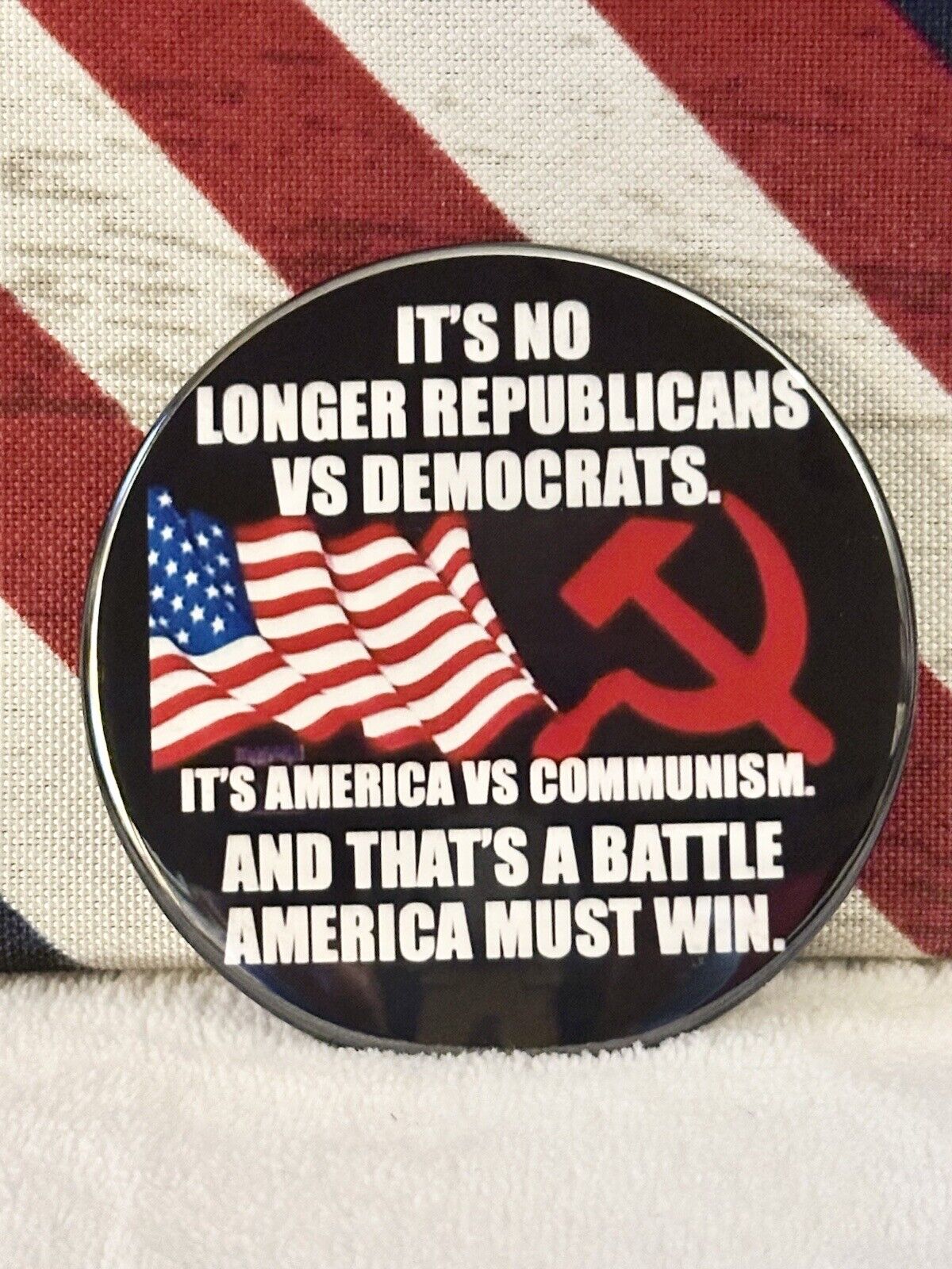 Donald Trump 2024 Anti-Communism Political Campaign Pin-Back Button - 3\