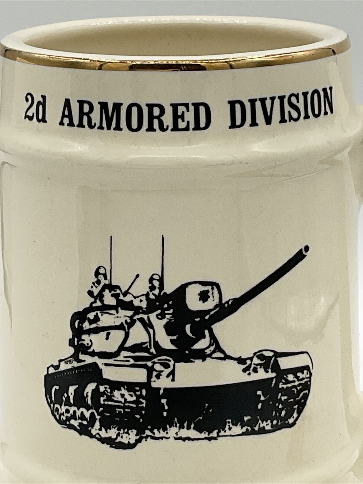 Vintage 2nd Armored Division Mug Beer Stein Tank Military Service Co.