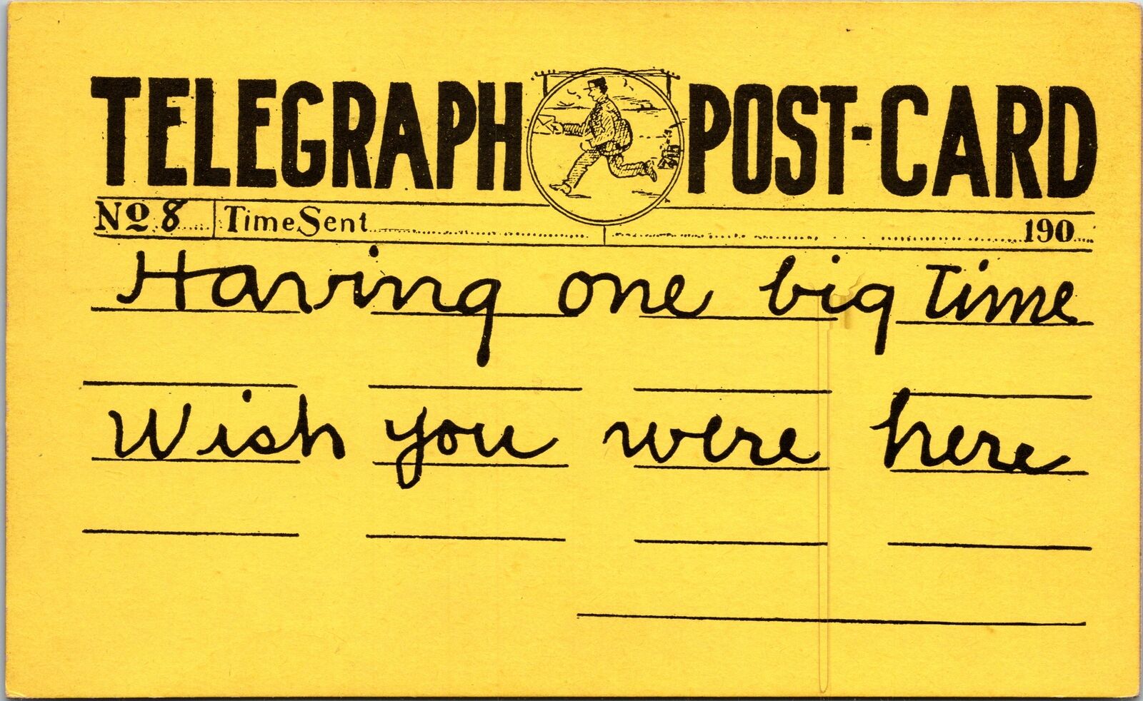 VINTAGE POSTCARD TELEGRAPH POSTCARD NOVELTY WISH YOU WERE HERE c. 1898-1902