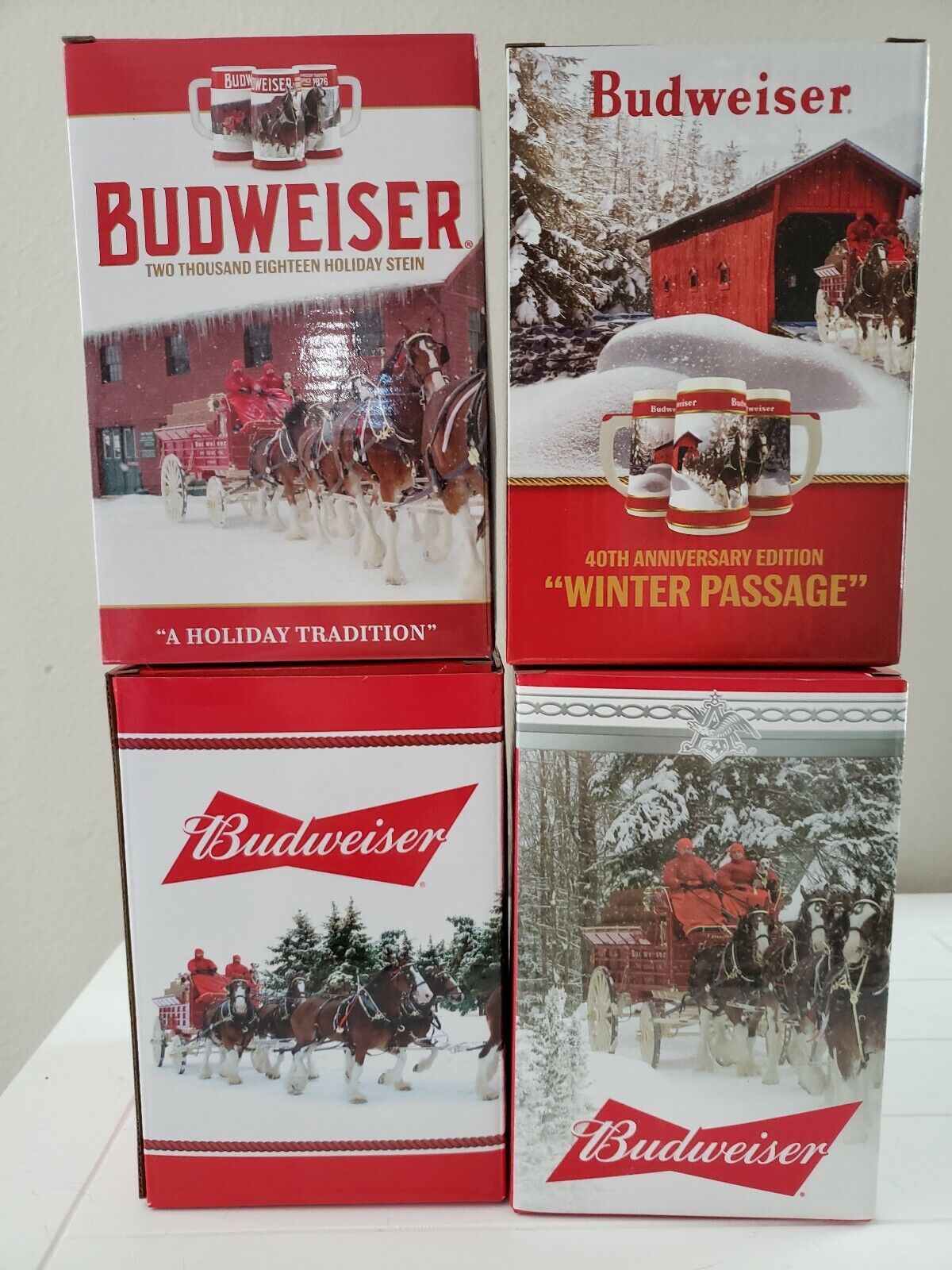 2016 2017 2018 2019 Budweiser Anheuser Busch Holiday Christmas steins