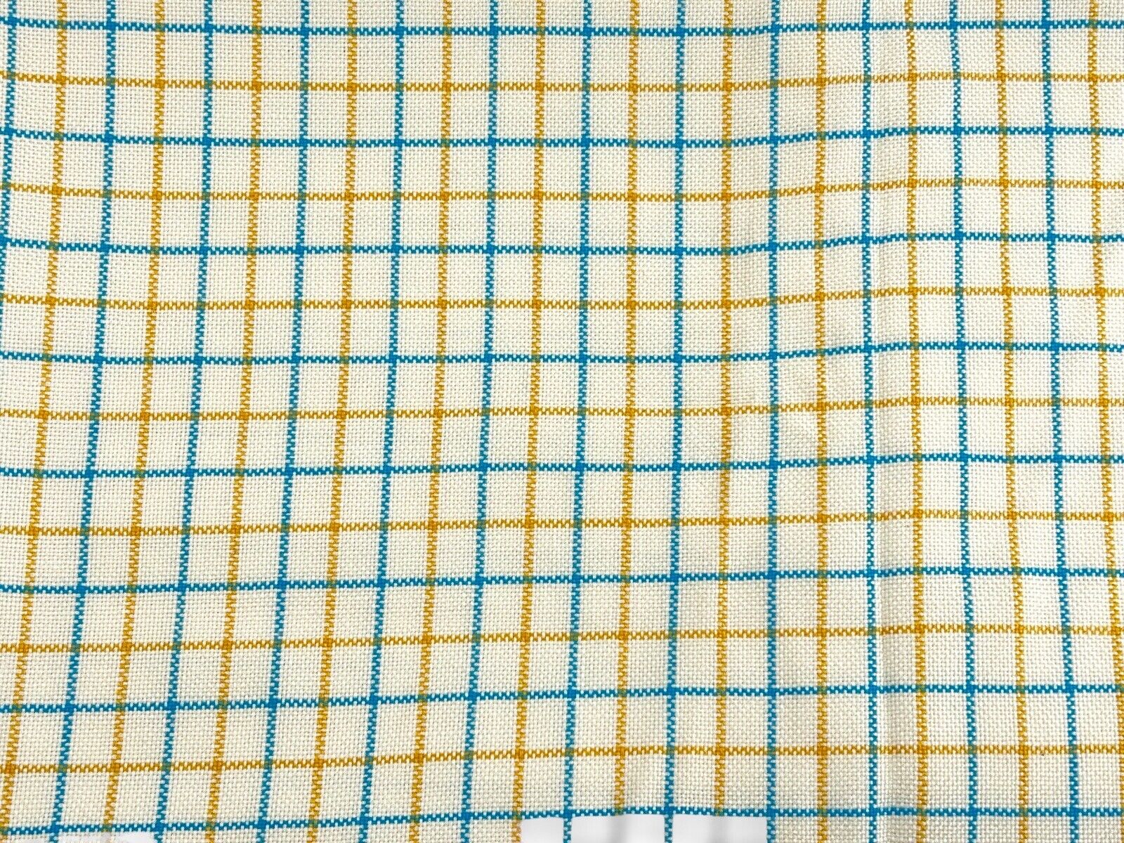 Vintage Yellow Blue Plaid Canvas Fabric 120