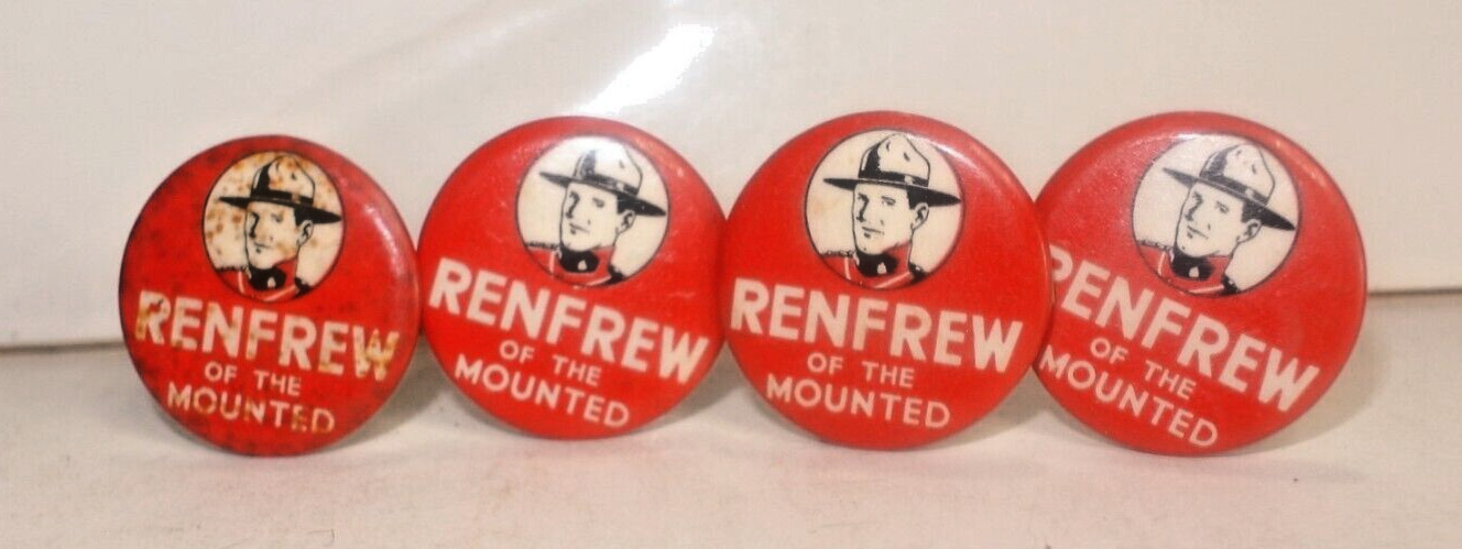 Vintage Renfrew Of The Mounted Pinback Button Pin Lot of 4