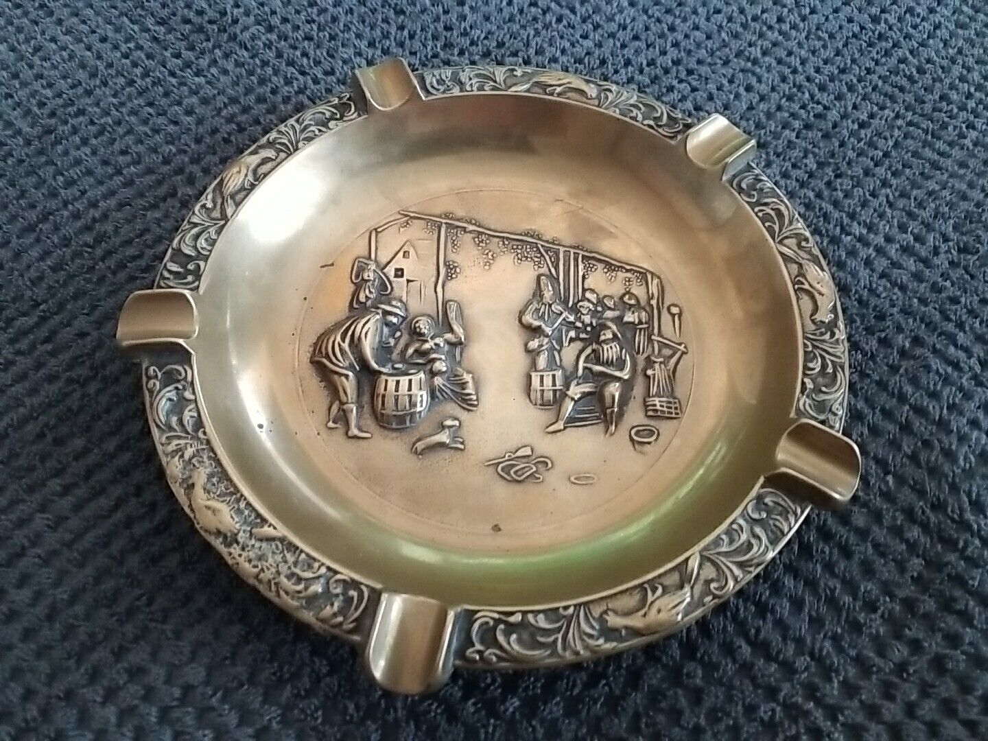 Vintage large brass ashtray, used
