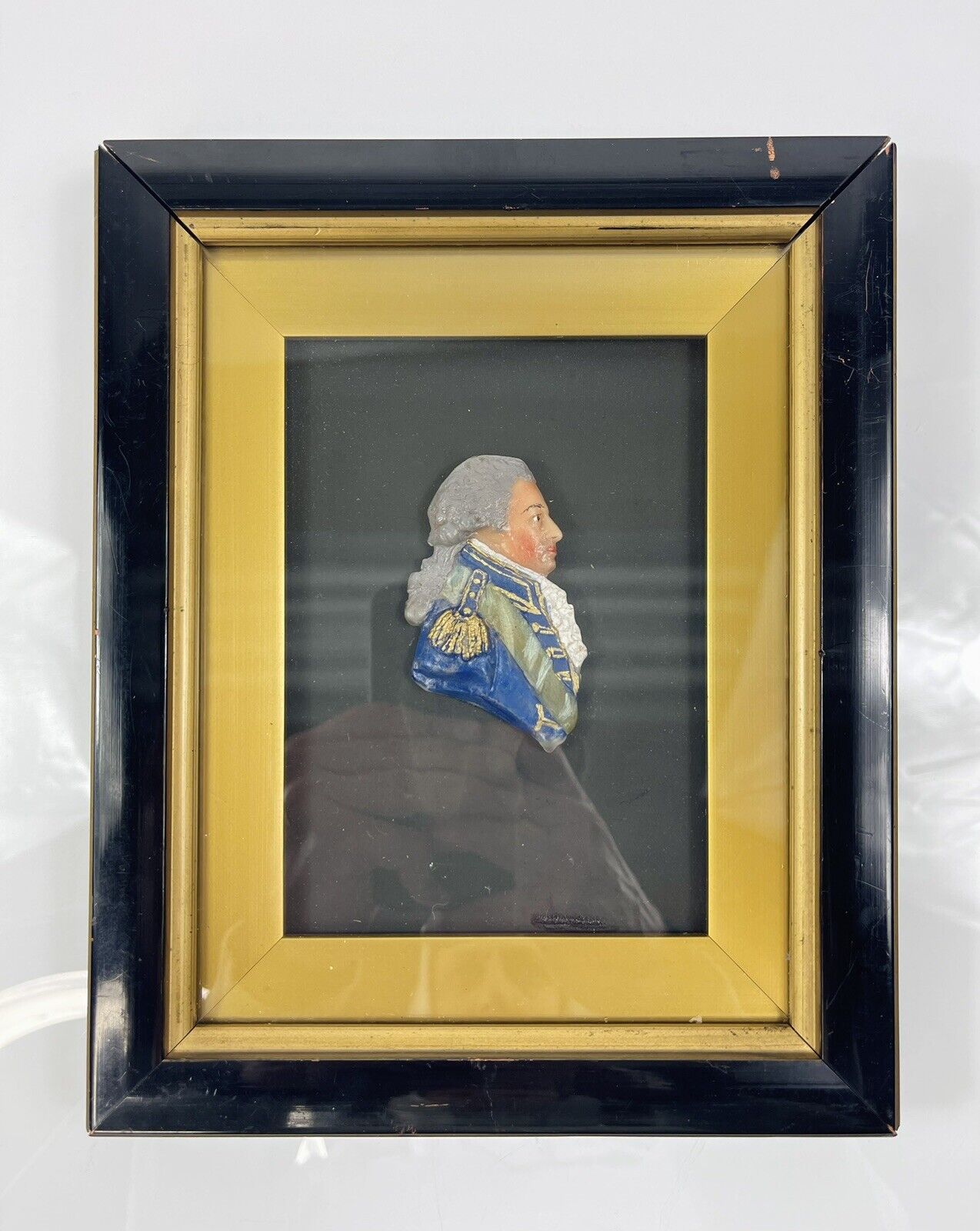 Vintage Wax Portrait Of British Admiral Earl St. Vincent Framed