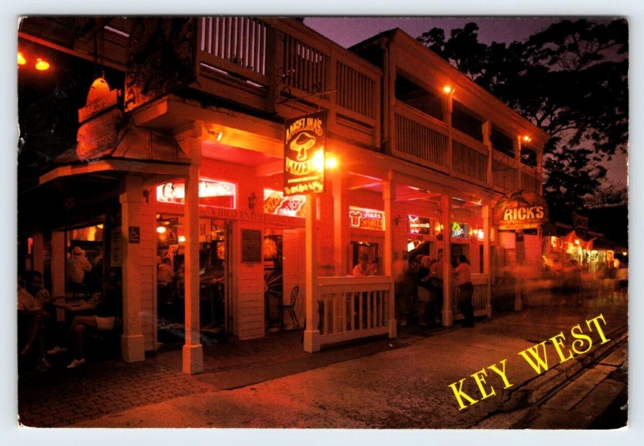 Duval Street At Dusk Key West Florida Vintage 4x6 Postcard APS18