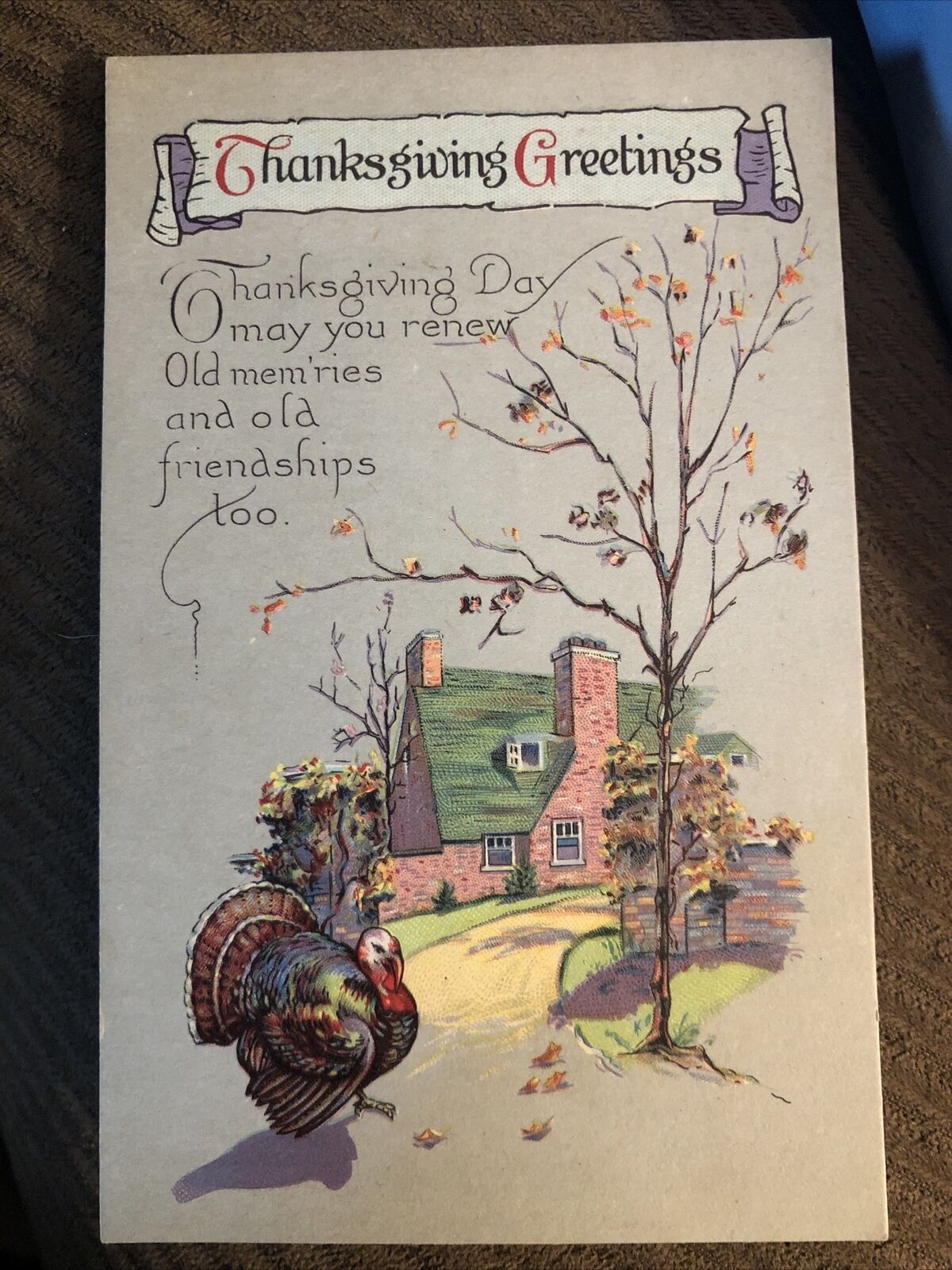 c1900s Thanksgiving Greetings Antique Vintage Postcard