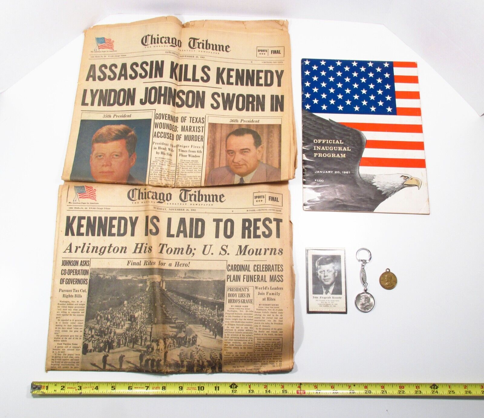 Vintage 1960s Lot 6 US President John F. Kennedy JFK Period Original Memorabilia