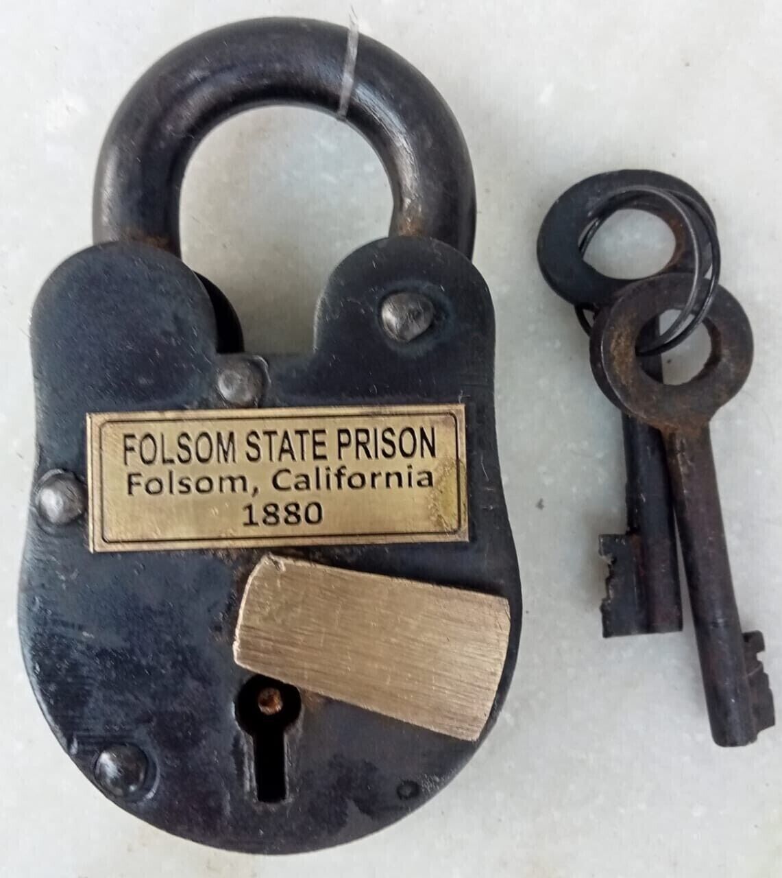Lock Padlock Folsom Prison California 1880 Brass Logo Lock Antique Finish