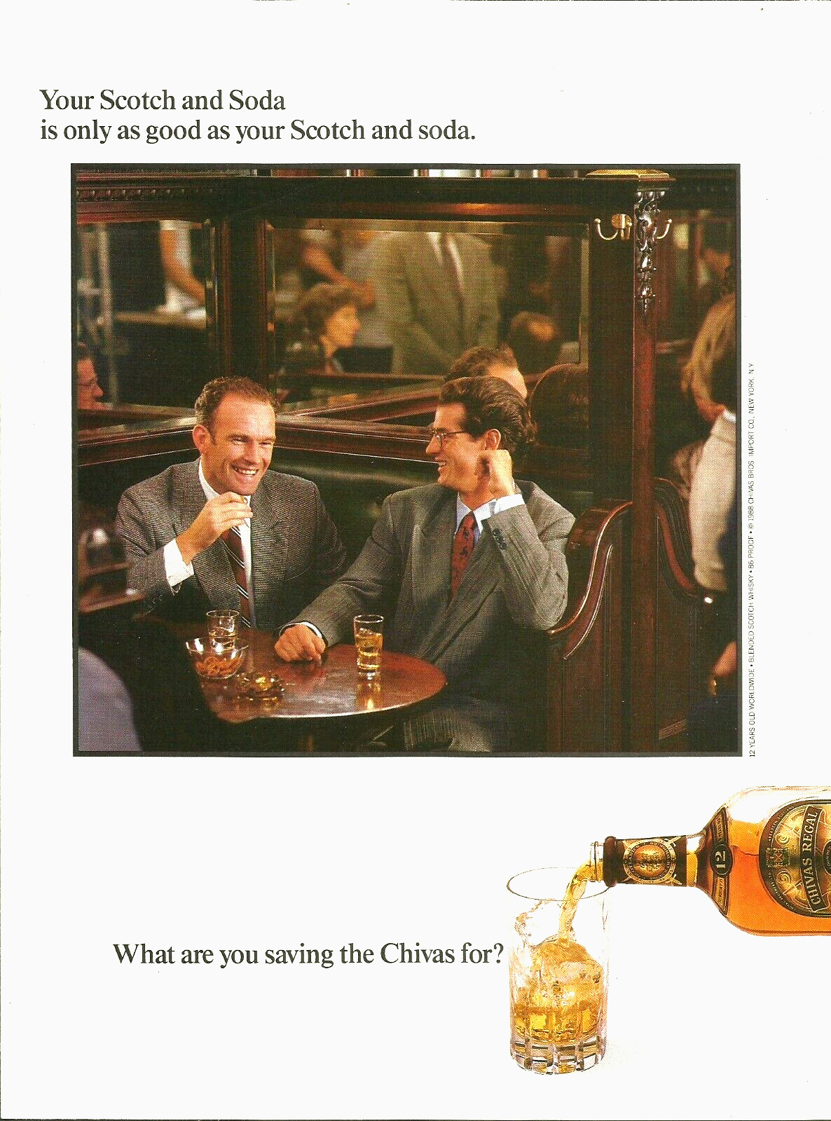 1989 Chivas Regal Scotch & Soda Whisky vintage Print Ad Advertisement