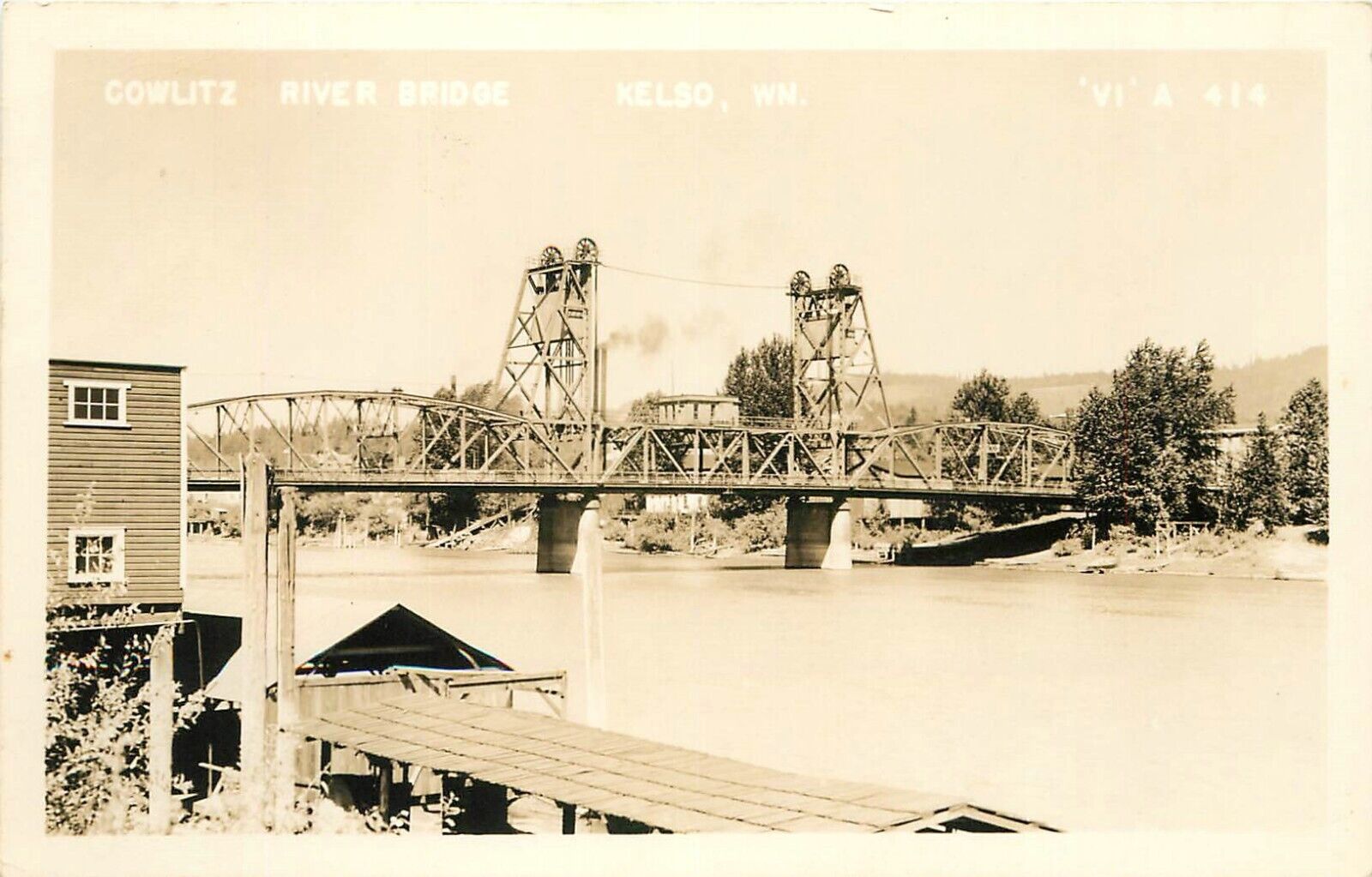 c1940 Cowlitz River Bridge, Kelso, Wisconsin Real Photo Postcard/RPPC
