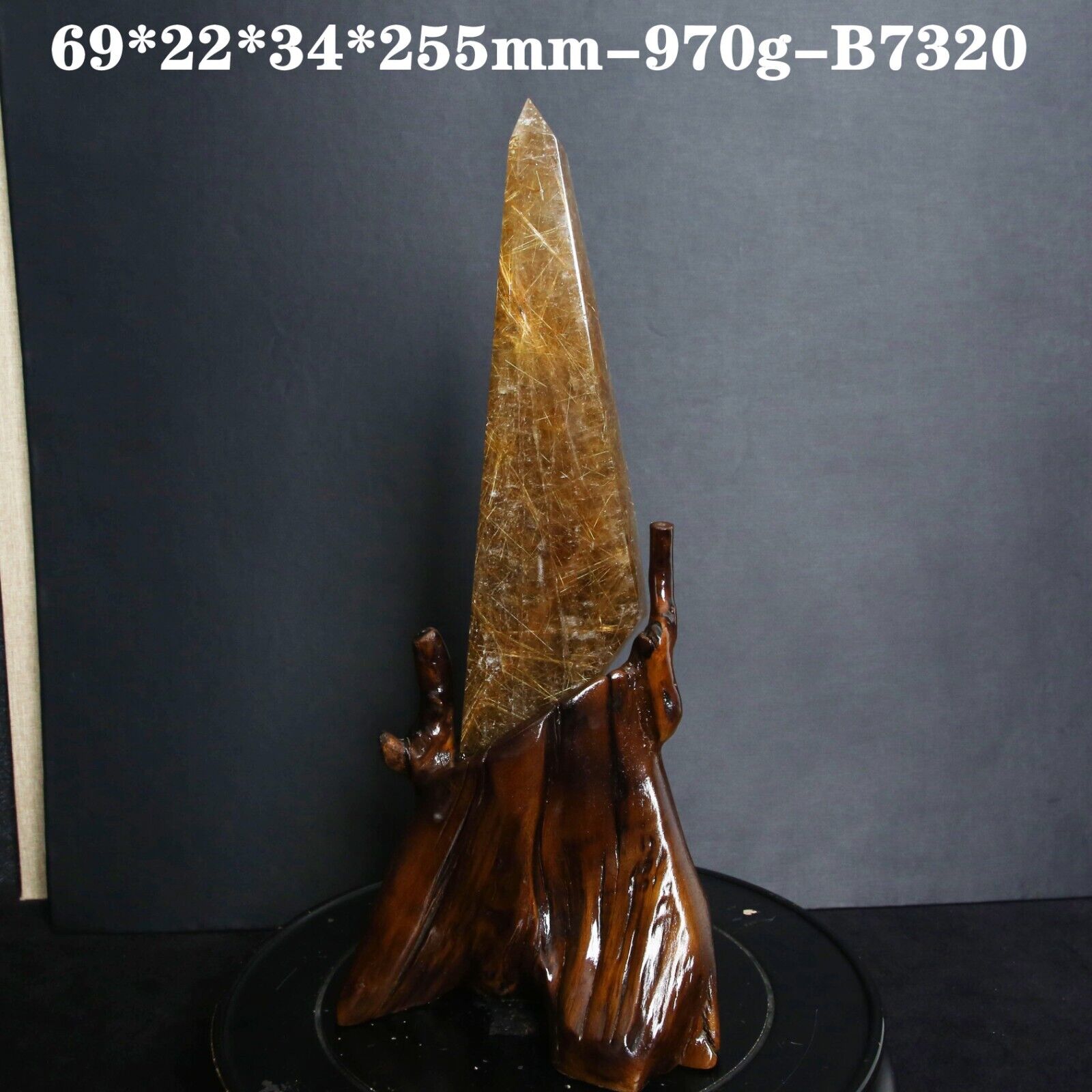 B7320-970g Rare NATURAL Copper Hair Rutilated Quartz Crystal Point Healing