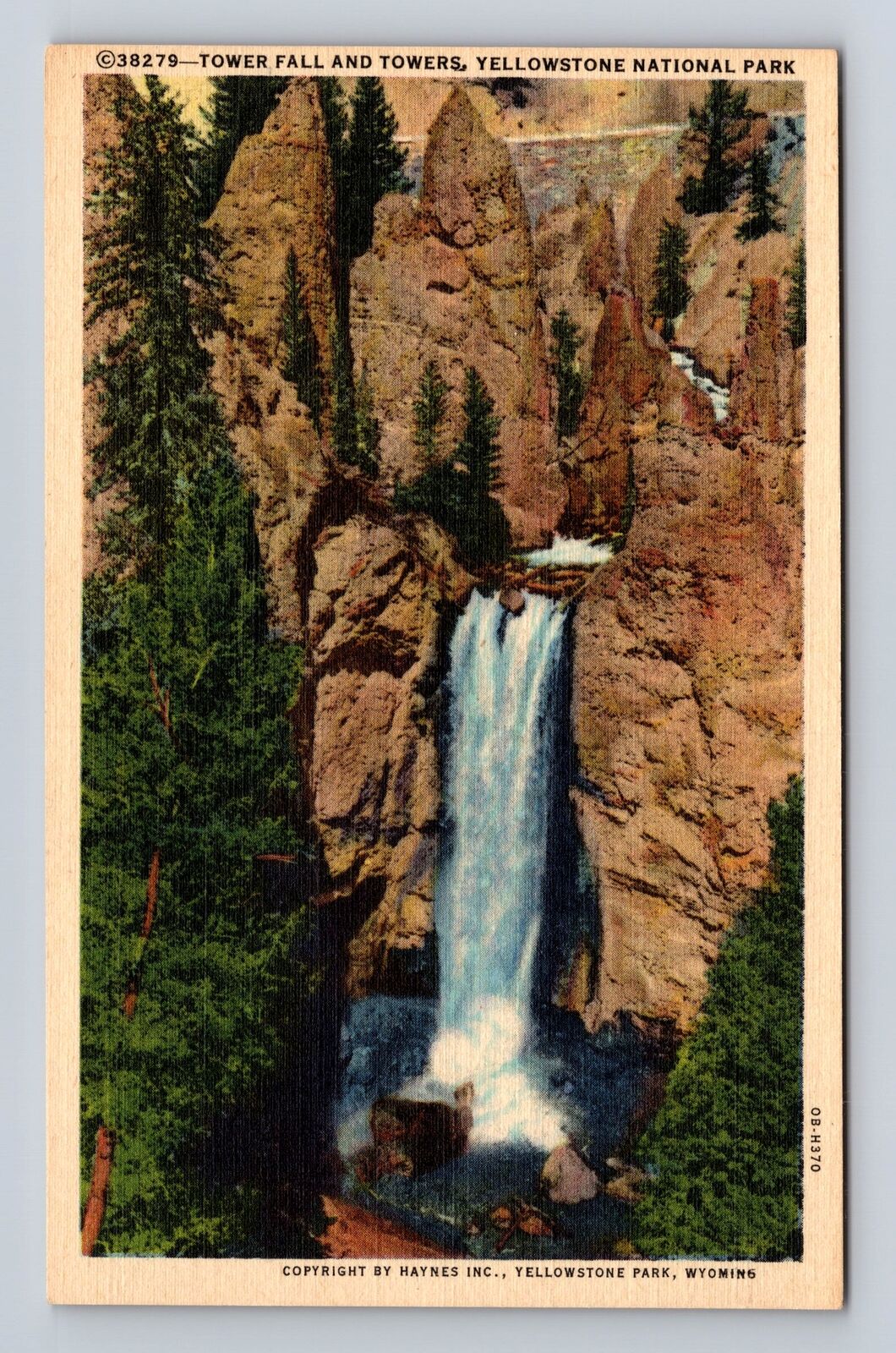 Yellowstone National Park, Tower Falls And Towers Series #38279 Vintage Postcard