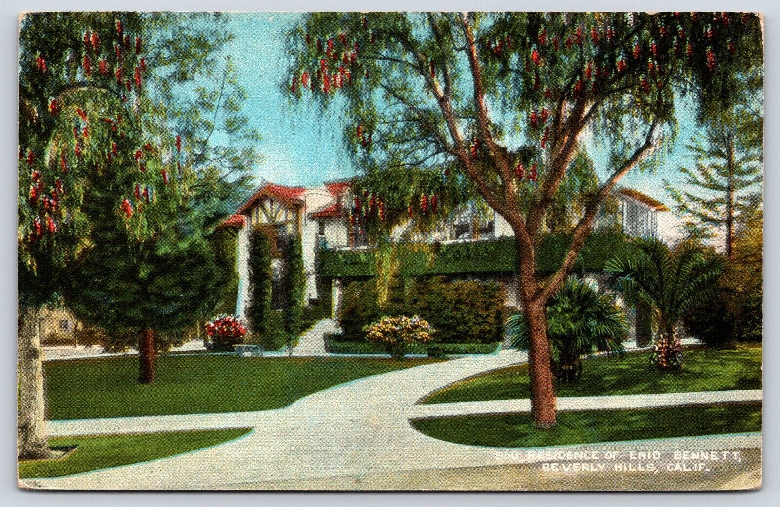 Vintage Postcard Residence of Enid Bennett Beverly Hills California