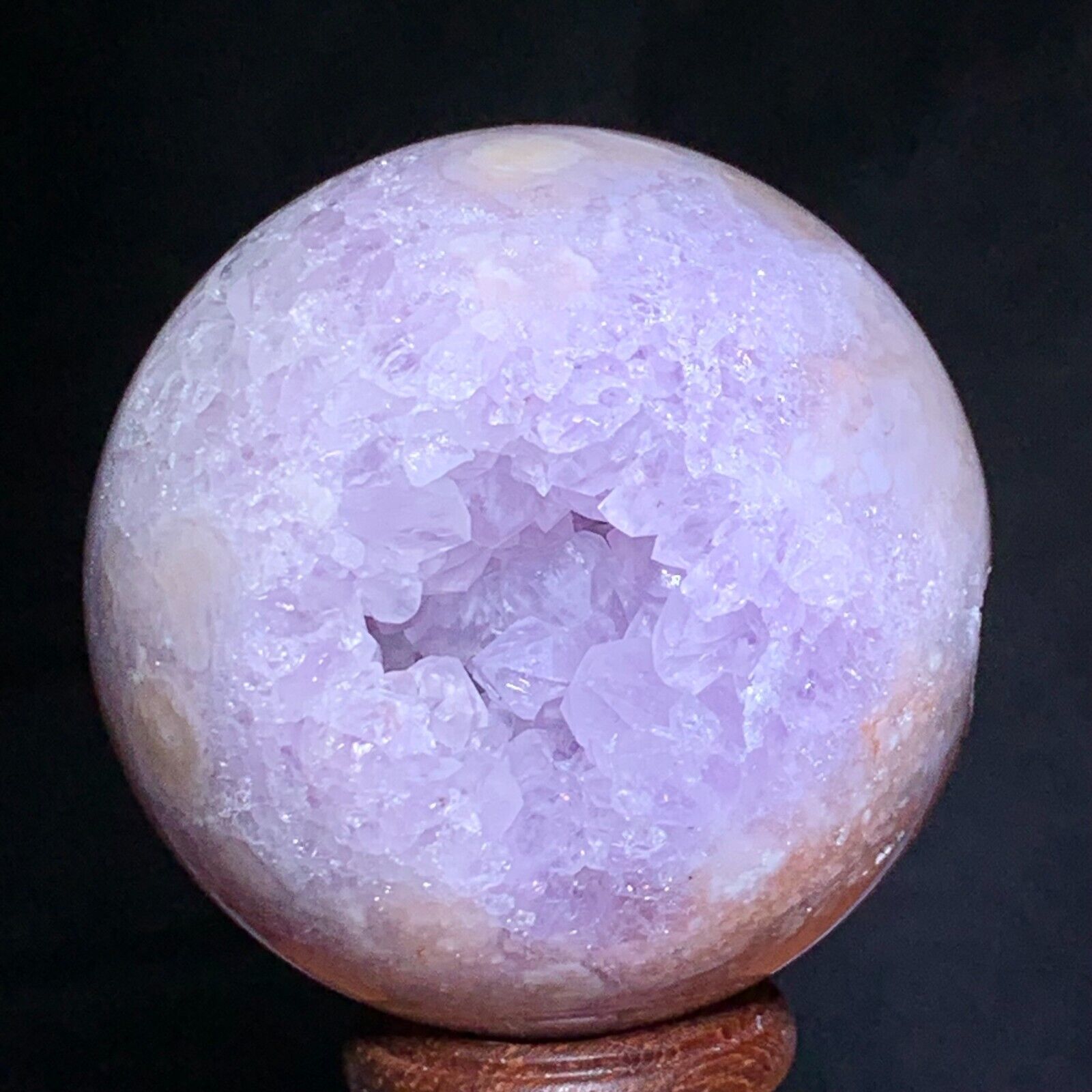 214g Natural Druzy Pink Amethyst Sphere Ball Quartz Crystal Reiki Stone
