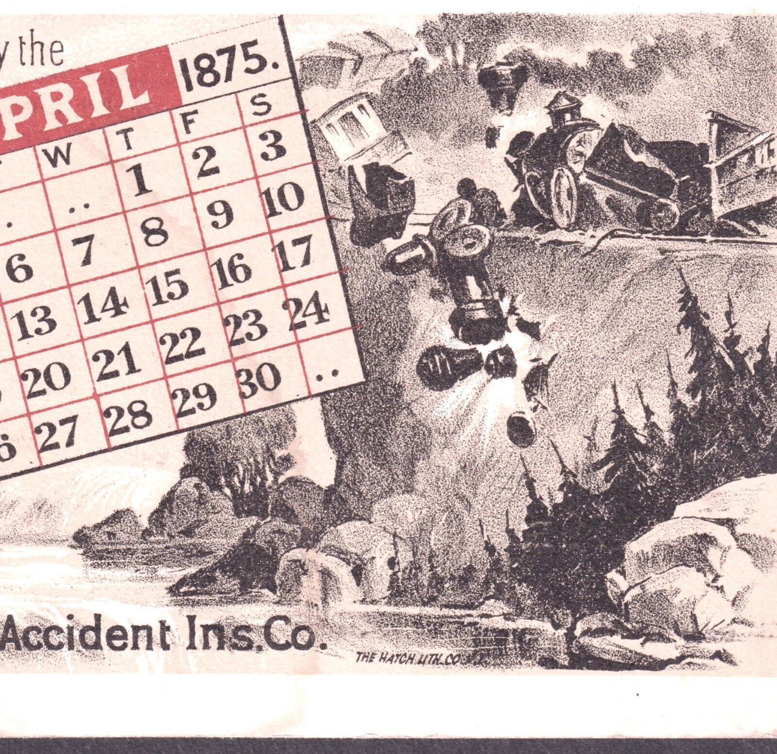 Train Wreck 1875 Bk: Victorian Romance Horror Story Hartford Calendar Trade Card