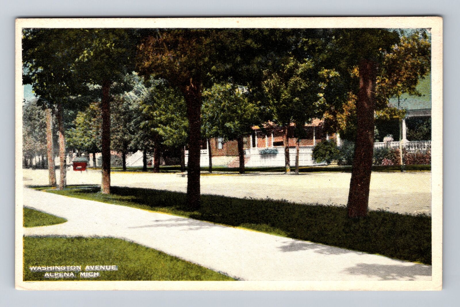 Alpena MI-Michigan, Washington Avenue, Antique, Souvenir Vintage Postcard