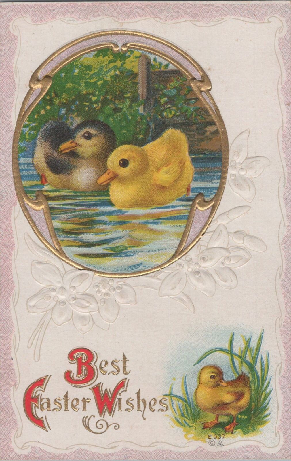 Postcard Best Easter Wishes Baby Ducklings 