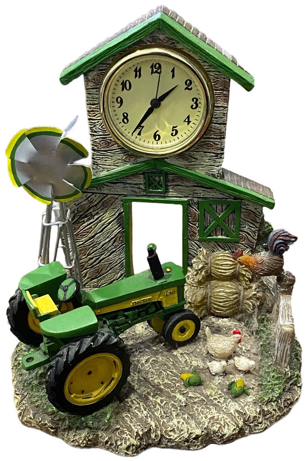 Vintage John Deere 630 Tractor Resin Clock Figurine 6\