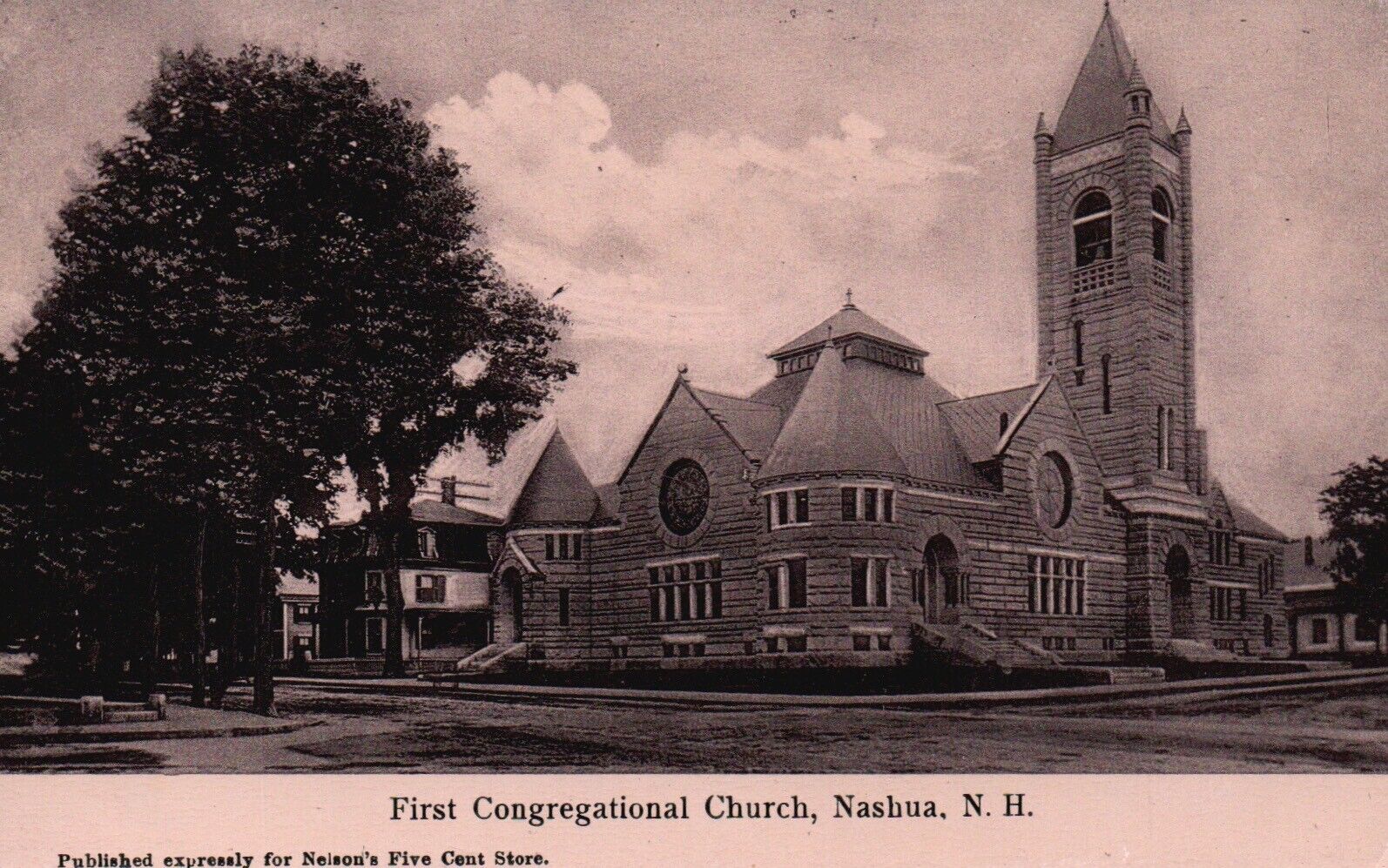 Postcard NH Nashua First Congregational Church Undivided Back Vintage PC a9596