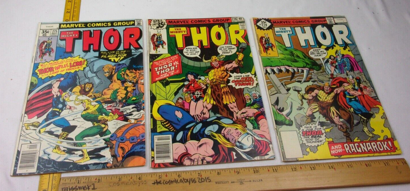 The Mighty THOR #275 276 278 comic book lot F/VF 1970s LOKI Ragnarok