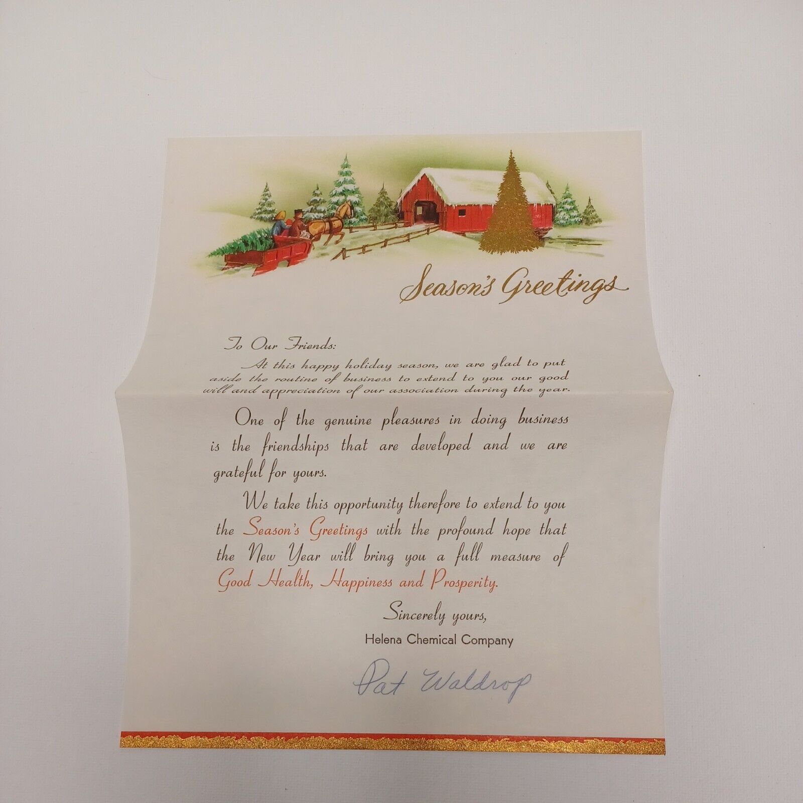  Vintage Helena Chemical Company Christmas Greeting Letter ALABAMA 