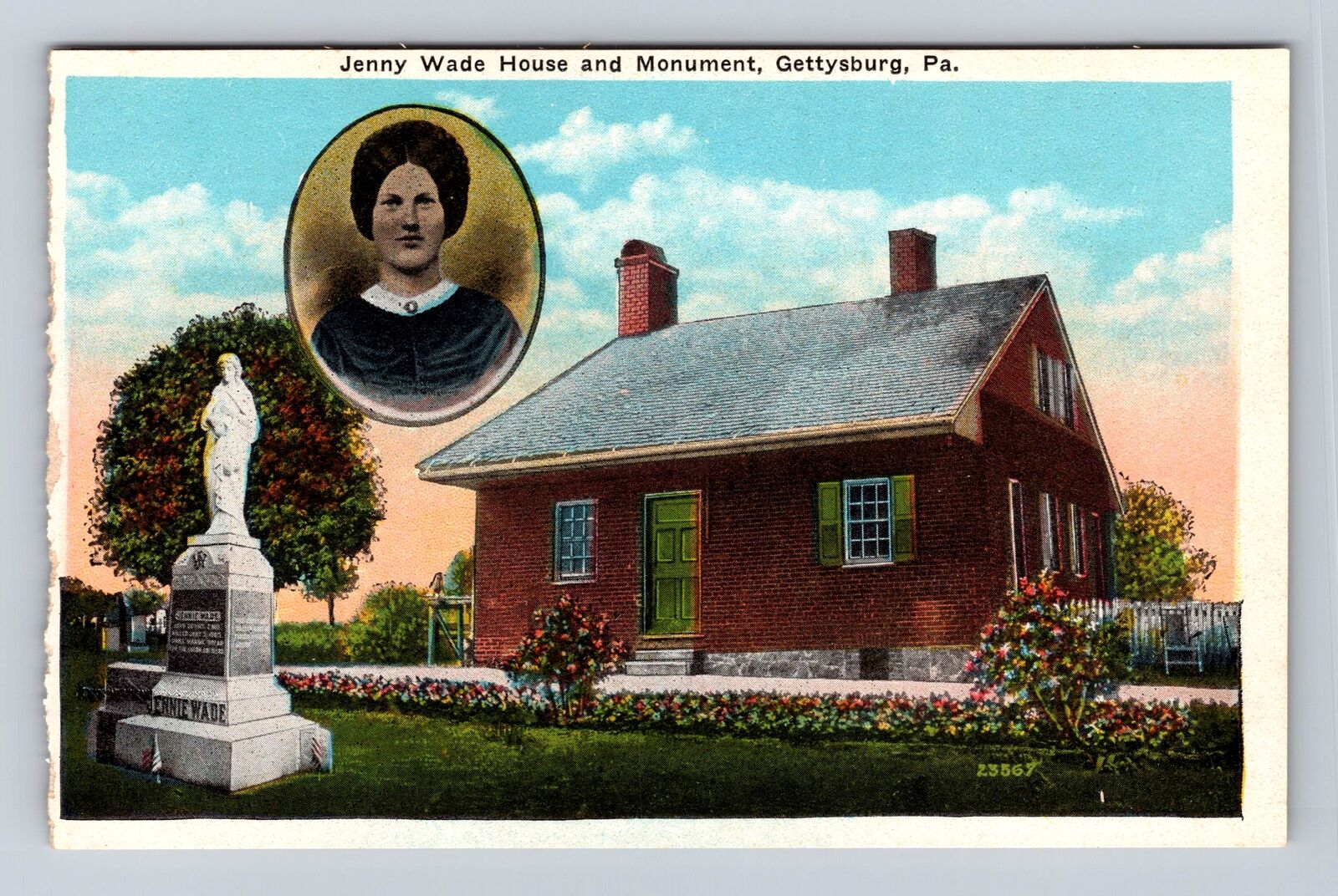 Gettysburg PA-Pennsylvania, Jenny Wade And Monument, Antique, Vintage Postcard