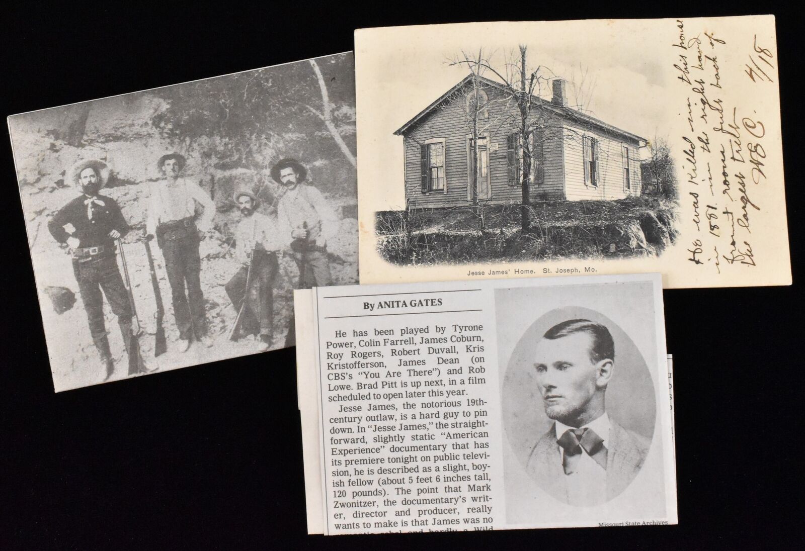 c1918 Original Post Card Jesse James\' Home St. Joseph Missouri w/Press Clippings