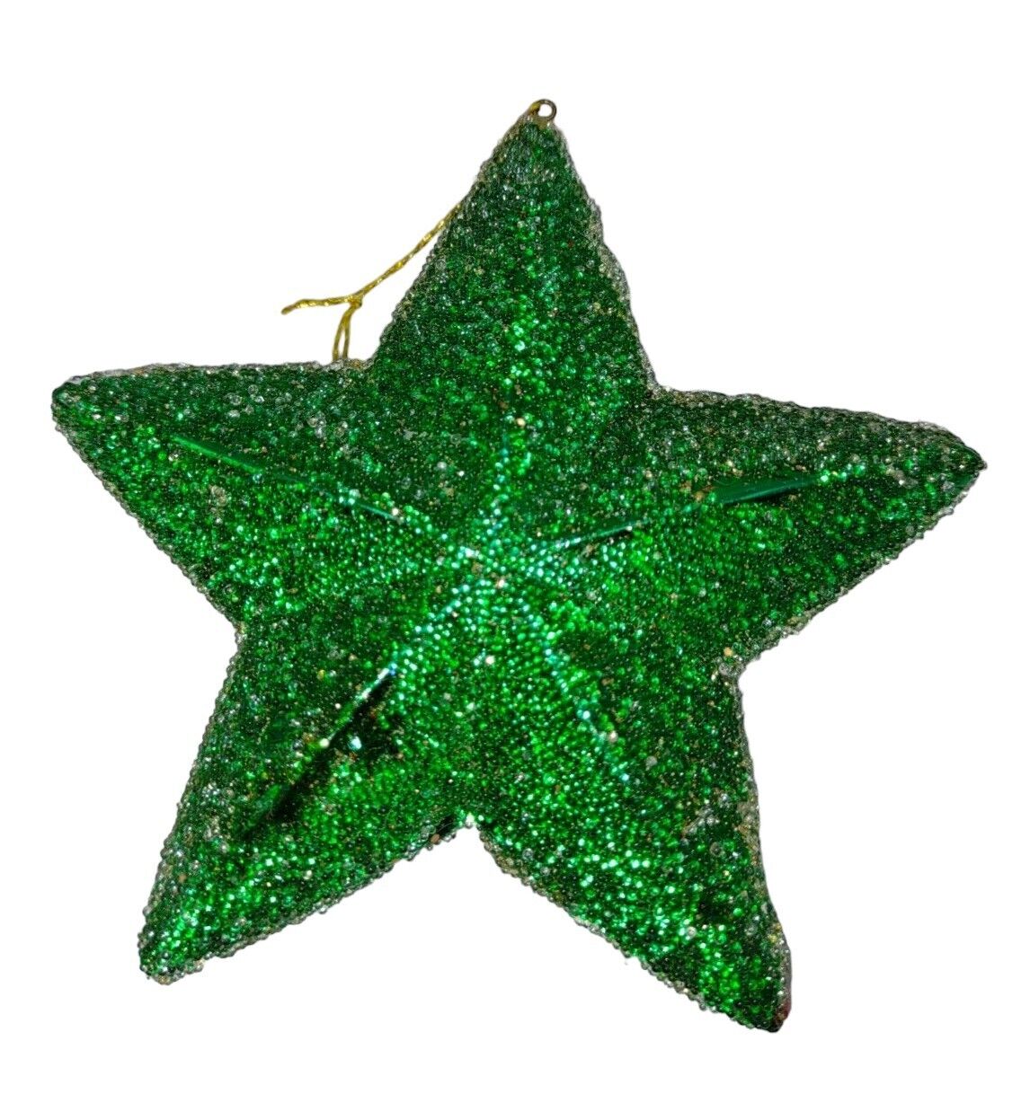 Vintage 3D Green Sugar Texture Star Christmas Tree Holiday Ornament 4.5\